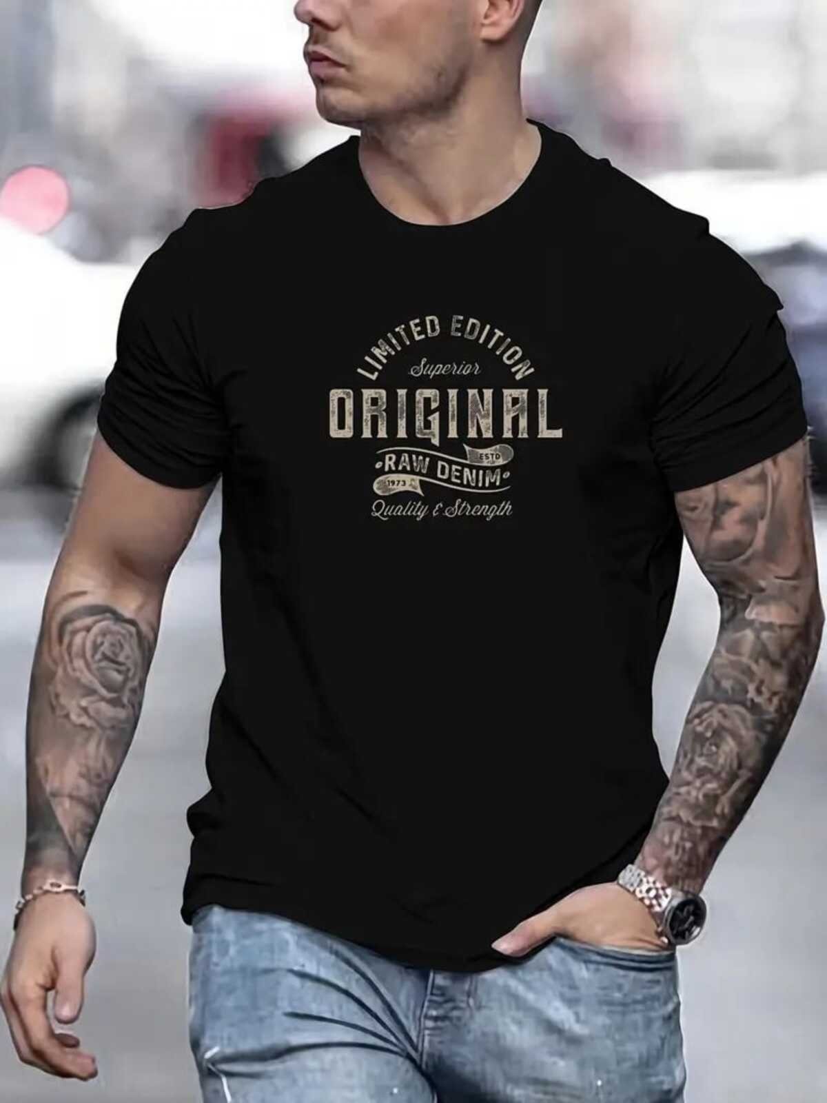 Camiseta Estampada Raw Denin Safira Moda Algodão Preto