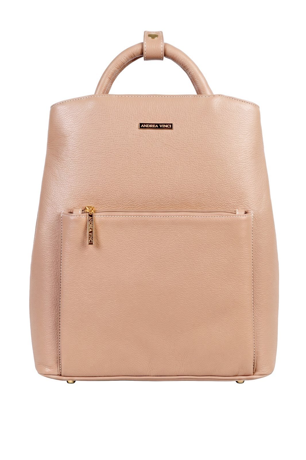 Mochila slim couro liso Lavínia - Bege