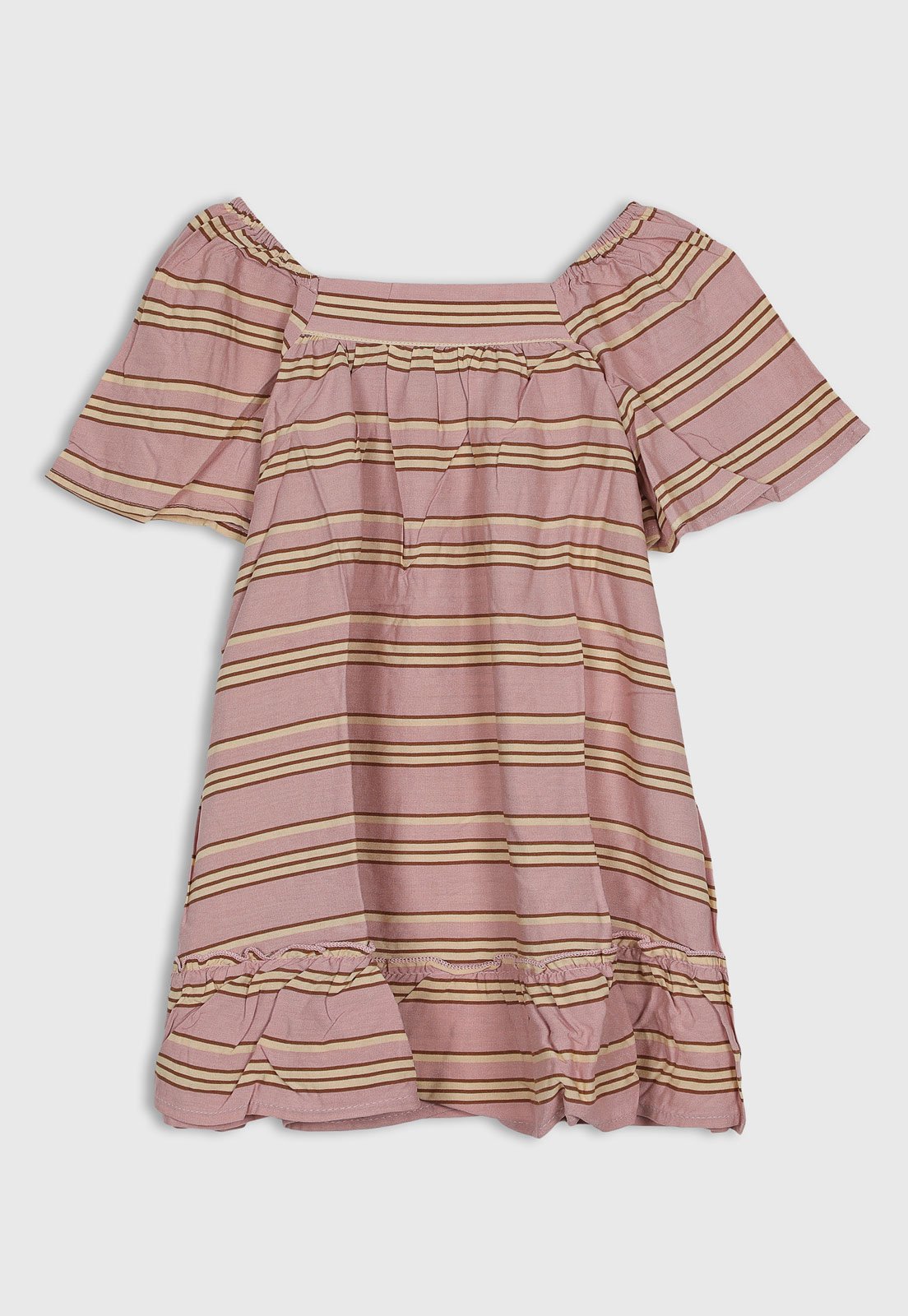 Infantil - Vestido Hering Listrado Rosa