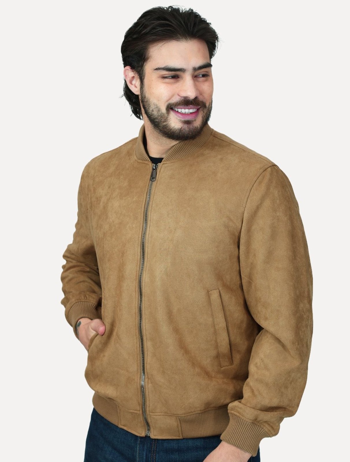 Jaqueta Dixen Masculina Bomber Suede Marrom