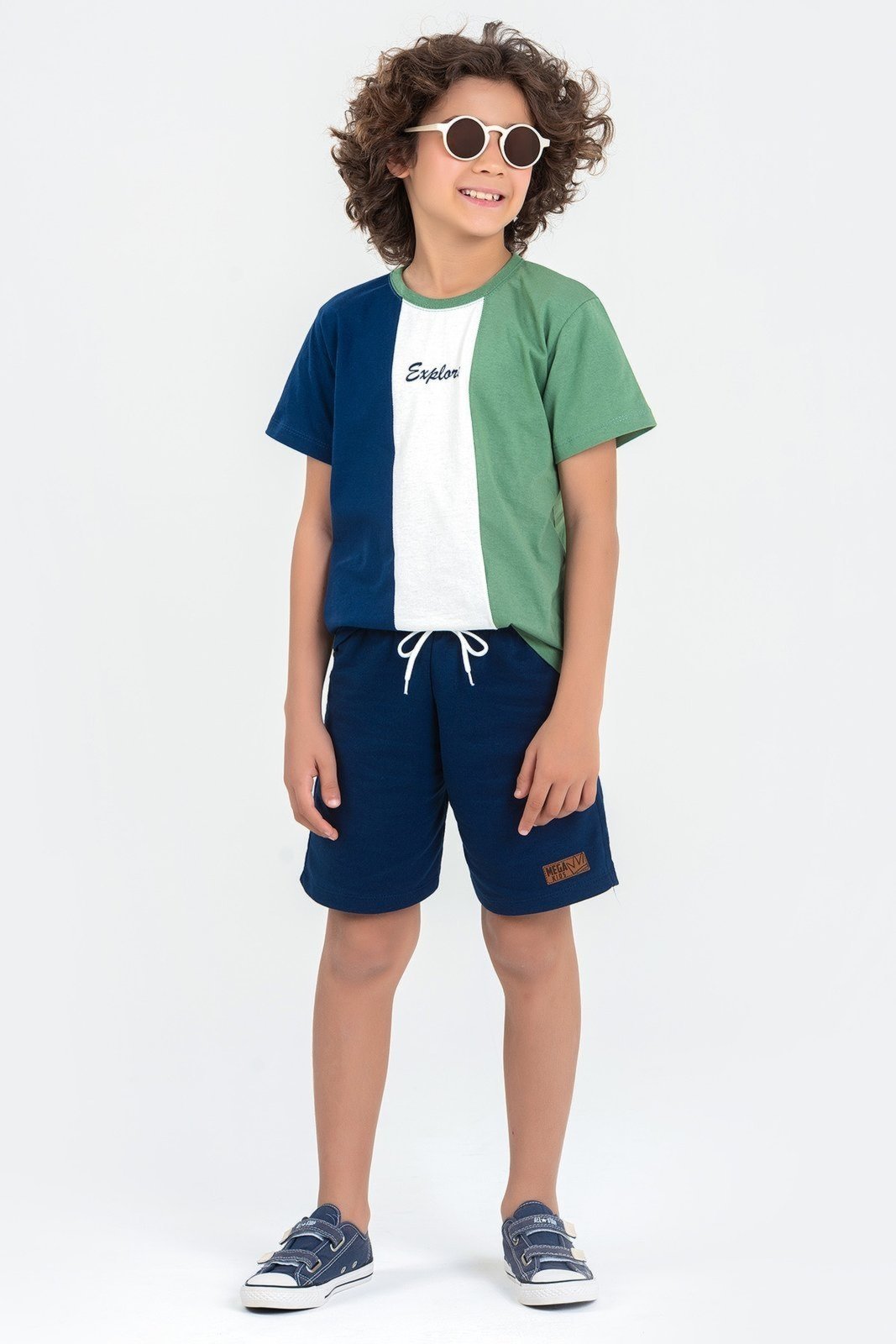 Infantil – Conjunto Verão Masculino Recortes Explore Verde – Mega