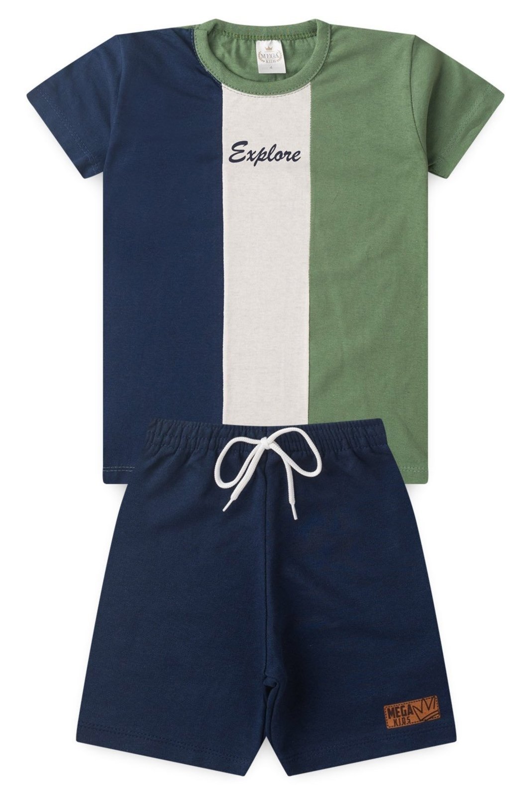 Vista 3 Infantil - Conjunto Verão Masculino Recortes Explore Verde - Mega Mega Kids unico verde Mega Kids unico verde