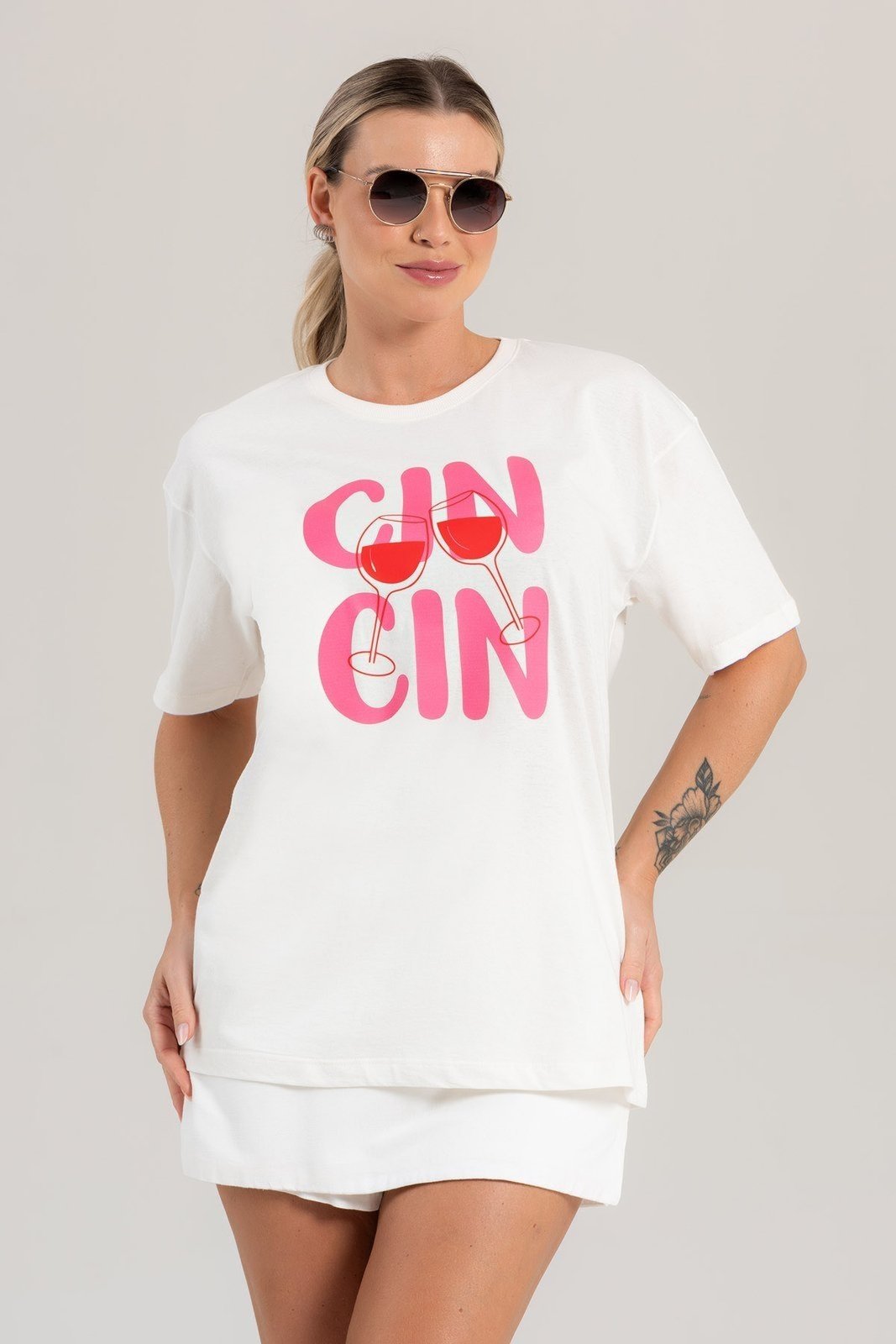 Blusa Feminina Cianitas Oversized Off Estampa Cin Cin
