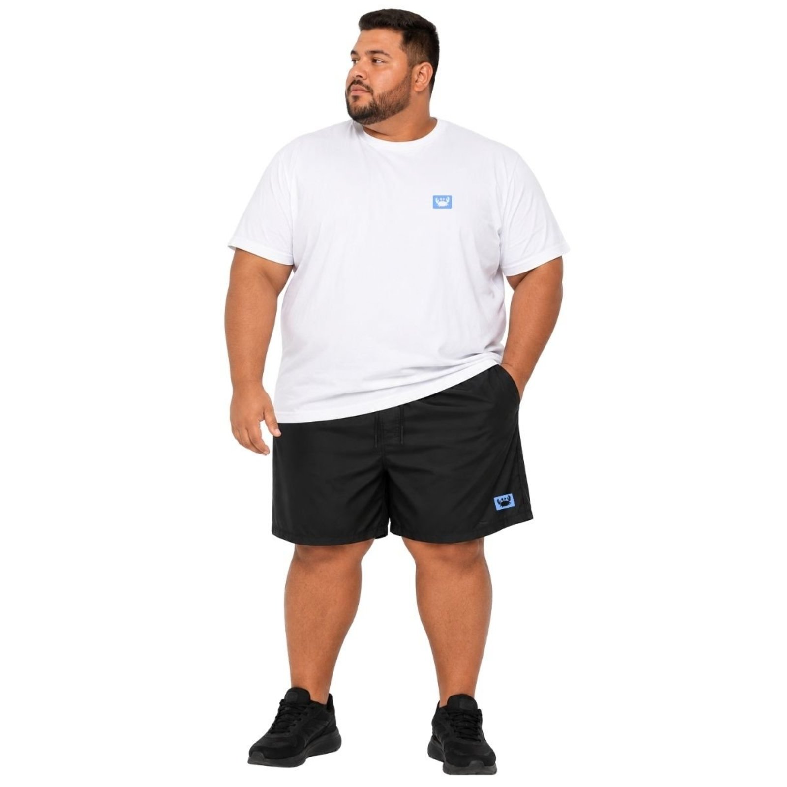 Conjunto Masculino Plus Size Camiseta Algodão + Short Tactel