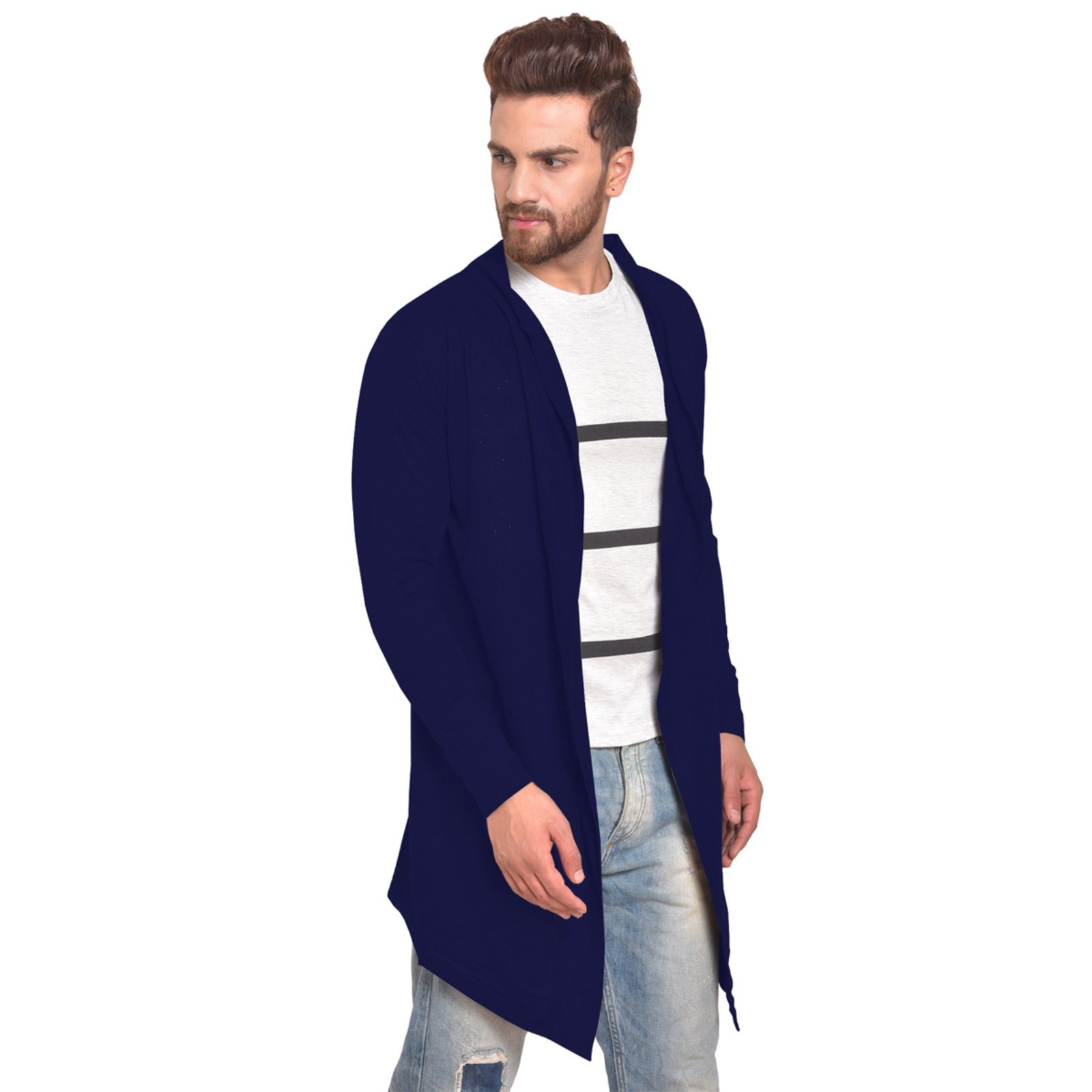 Casaco Cardigan Masculino Tecido Confortável Inverno Azul Marinho