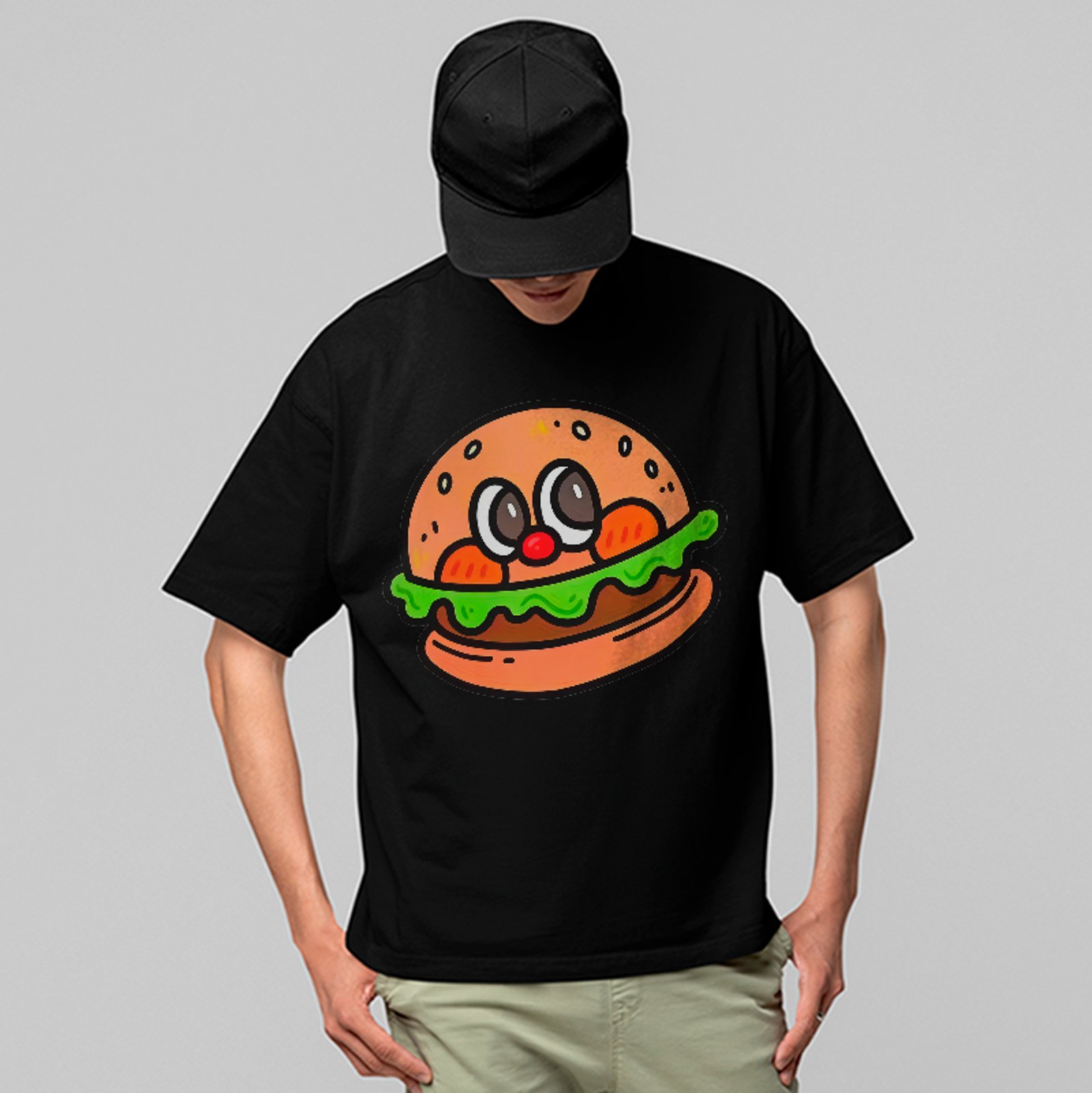 Camiseta Oversized Lanche Divertido Meme Unissex Preto