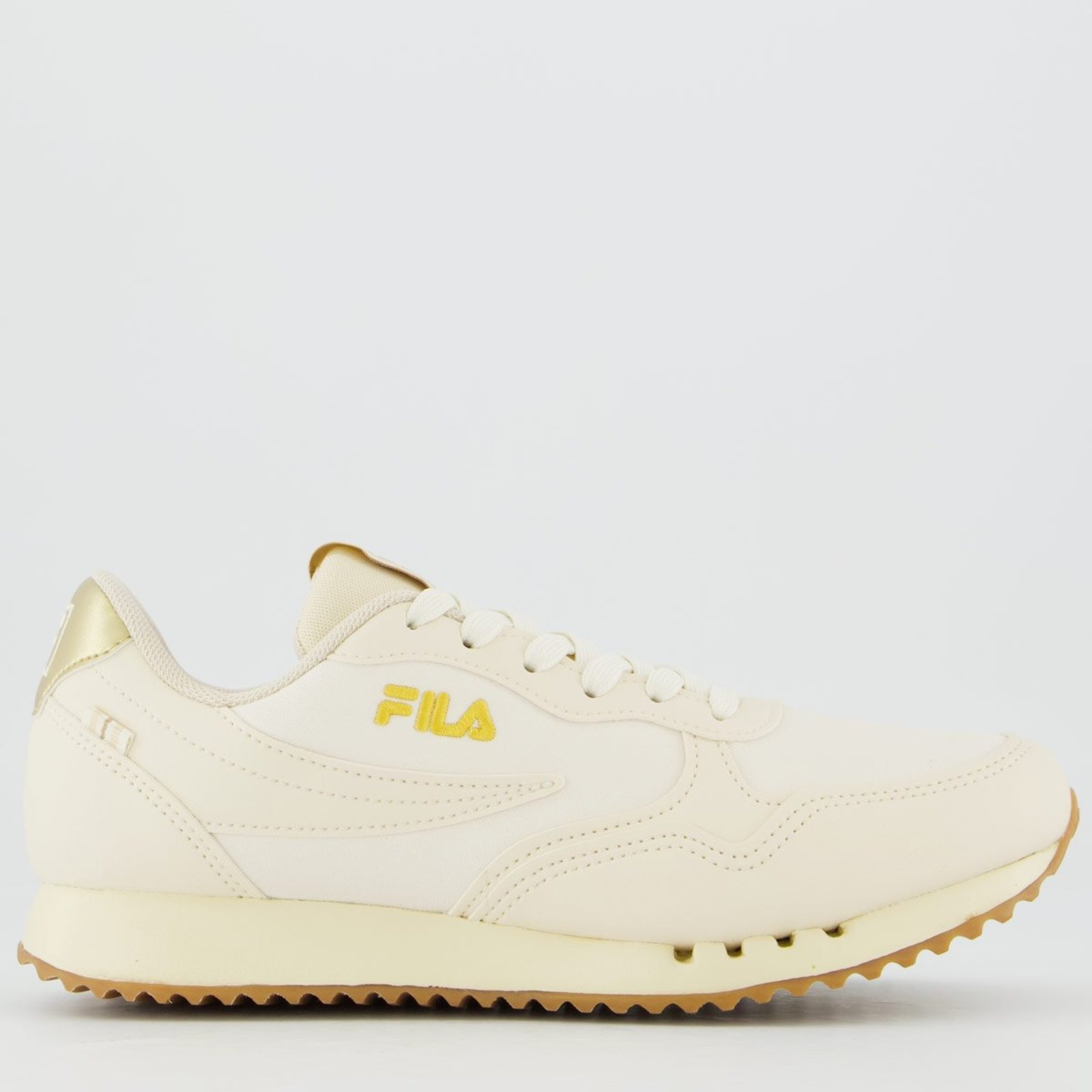 Tênis Fila Euro Jogger Vintage Feminino Bege e Dourado