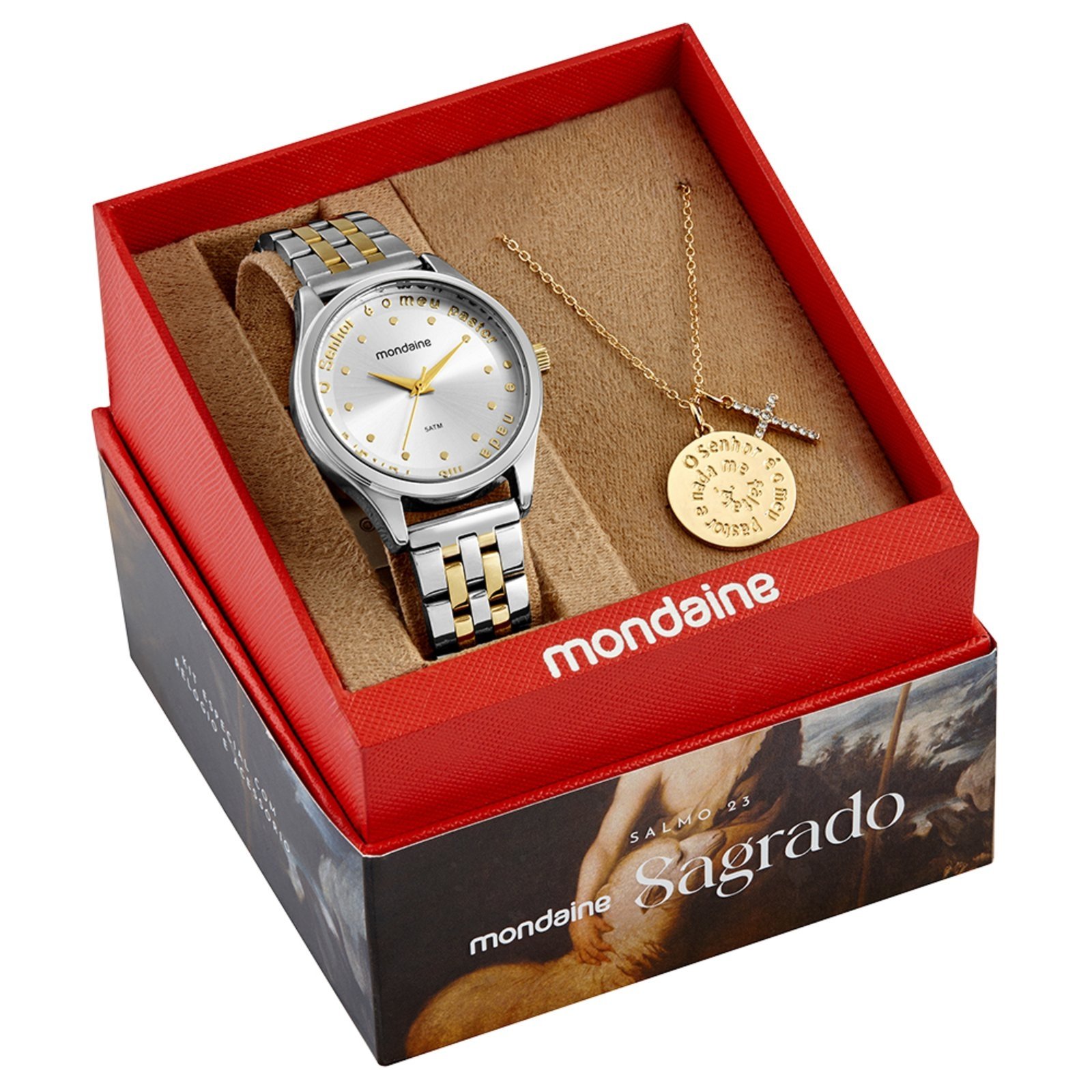 Kit Relógio Feminino Bicolor Salmo 23 Mondaine