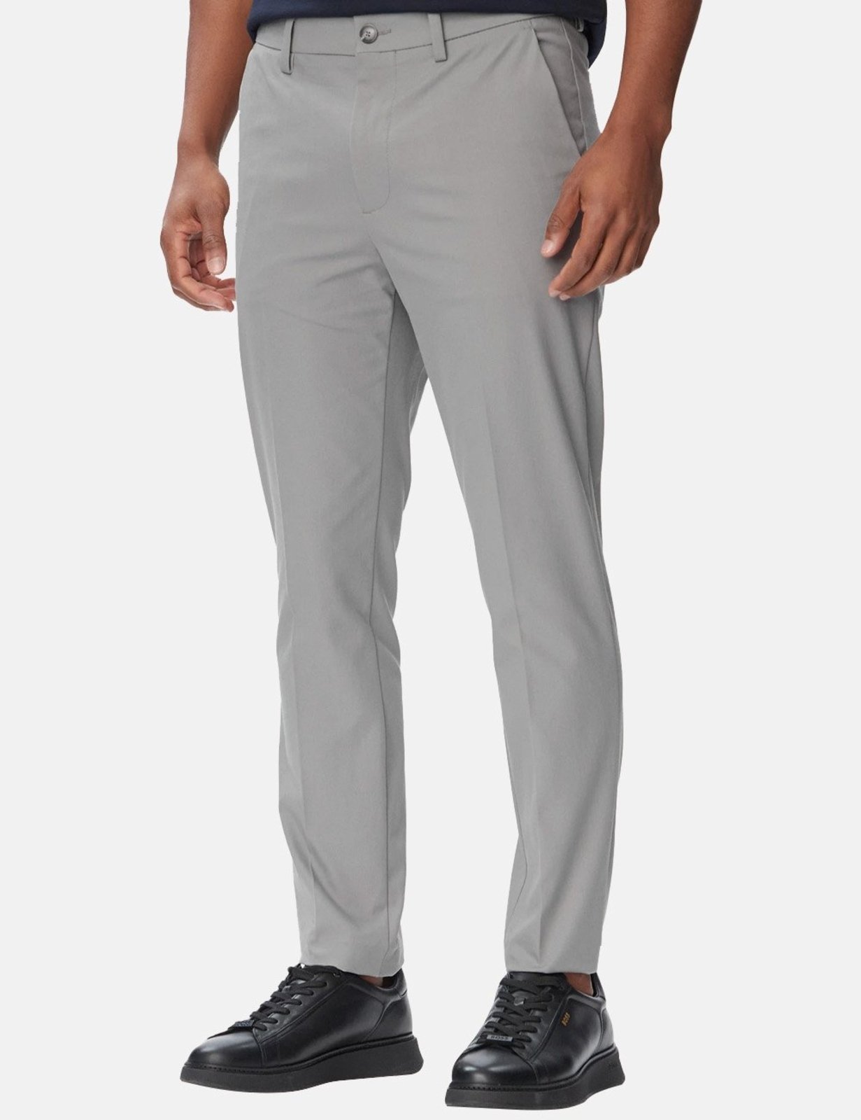 Calça Hugo Boss Masculina Slim Fit Sarja P-Kaiton Cinza