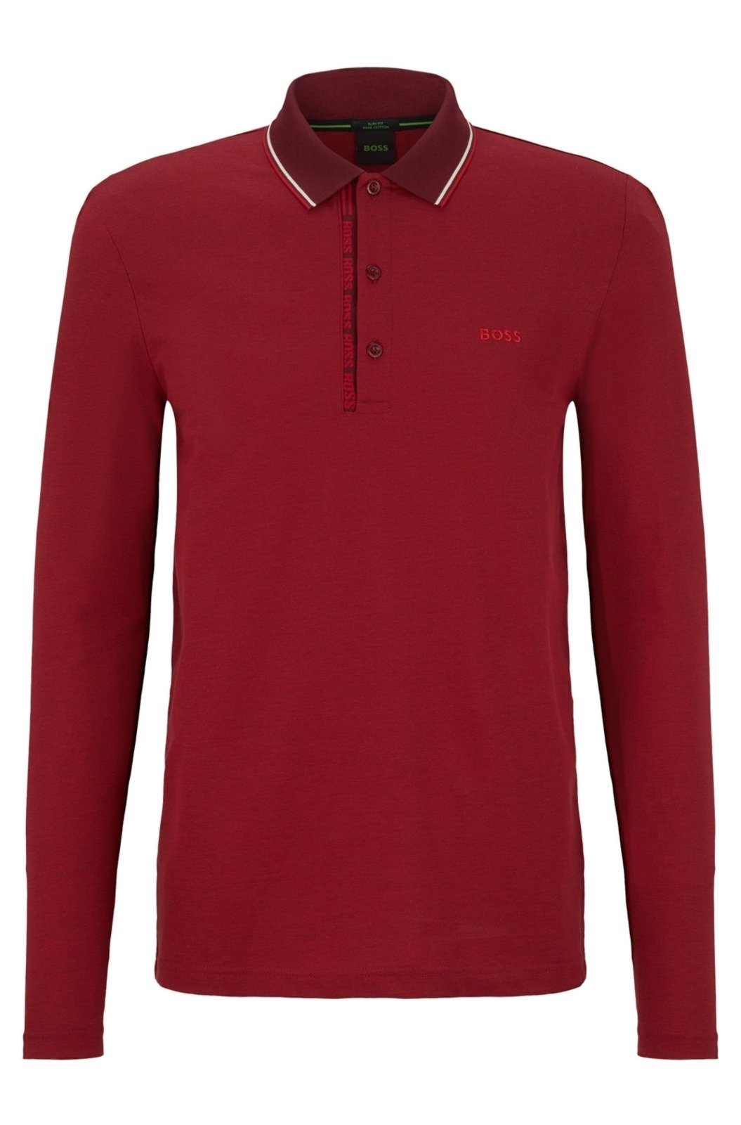 Camisa Polo Slim De Manga Comprida Com Detalhes De Logo Rosa – EGG