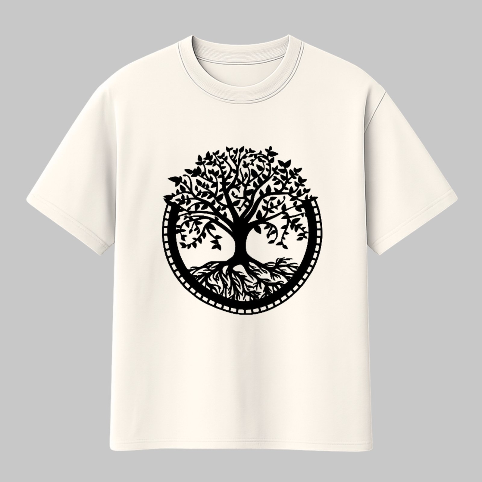Camiseta Básica Árvore Da Vida Minimalista Unissex Off White