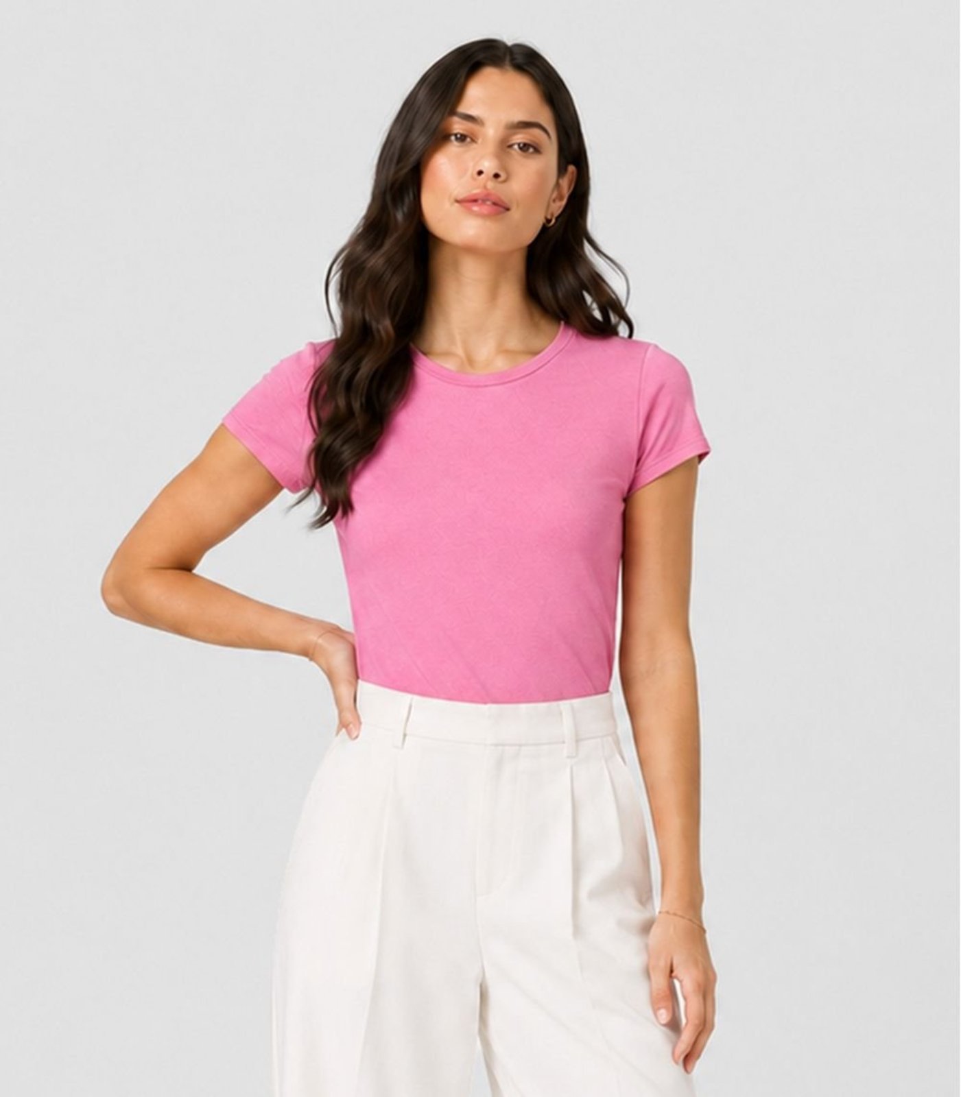 Blusa Feminina Básica Algodão Infinita Cor Rosa