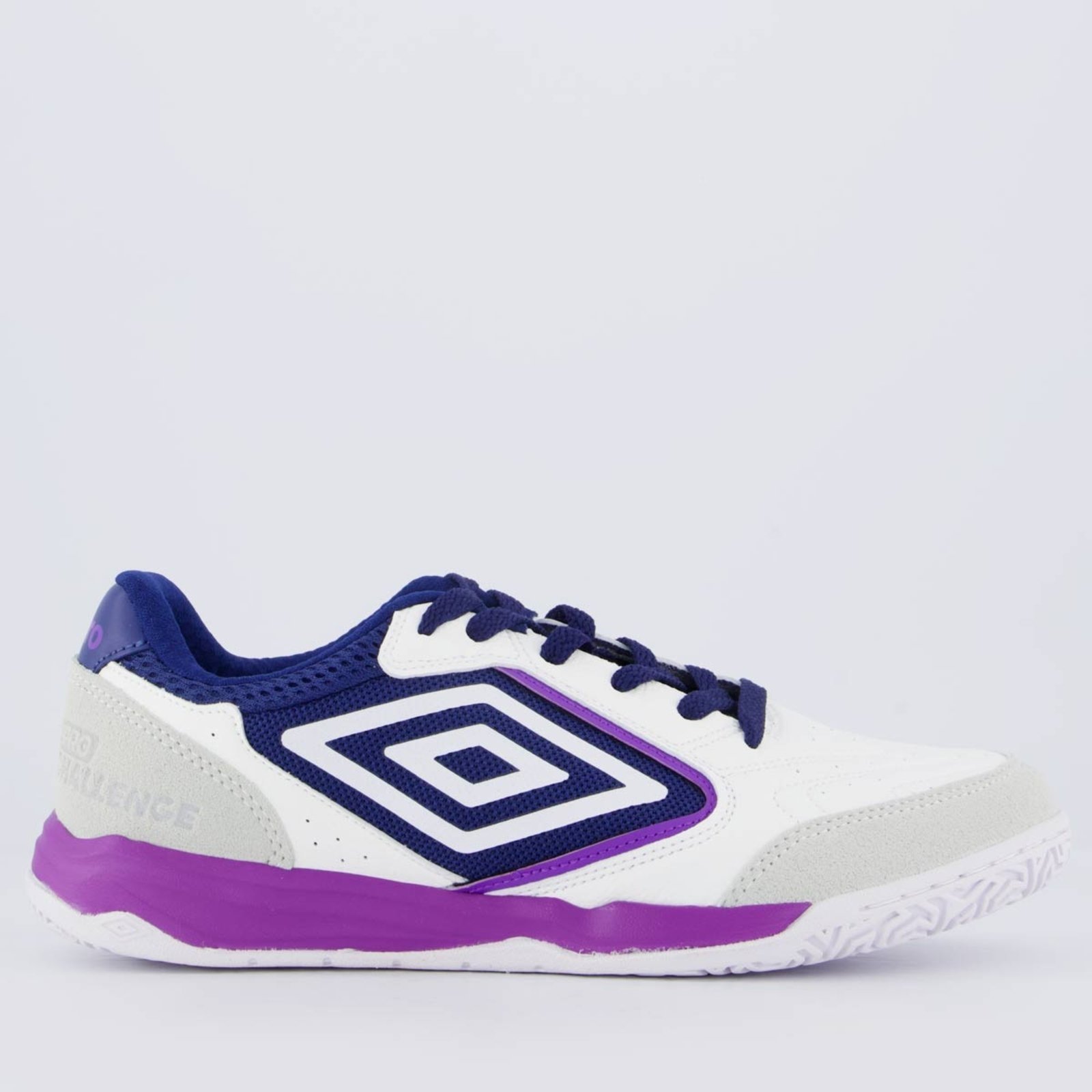 Chuteira Umbro Pro Challenge Uptake Futsal Branca Marinho