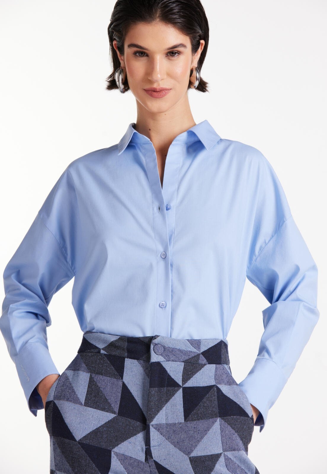 Camisa Tricoline Manga Longa Traymon – Azul Claro – Gg