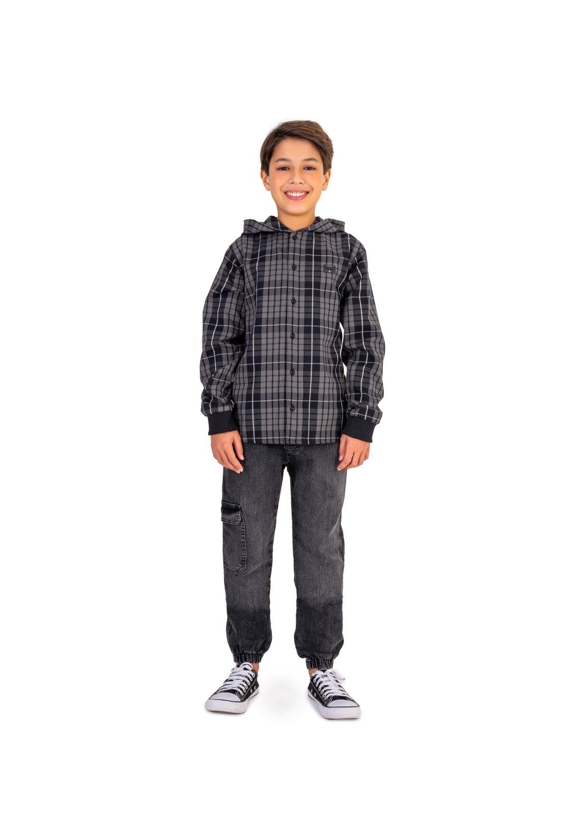 Infantil - Conjunto Calça Camisa Xadrez Menino Vigat 1 Preto