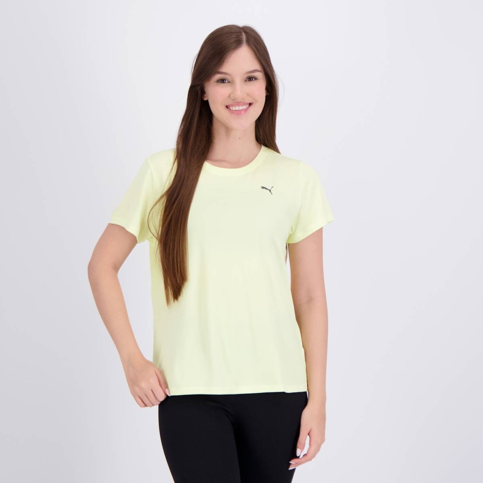 Camiseta Puma Graphics Run Foverer Feminina Amarelo