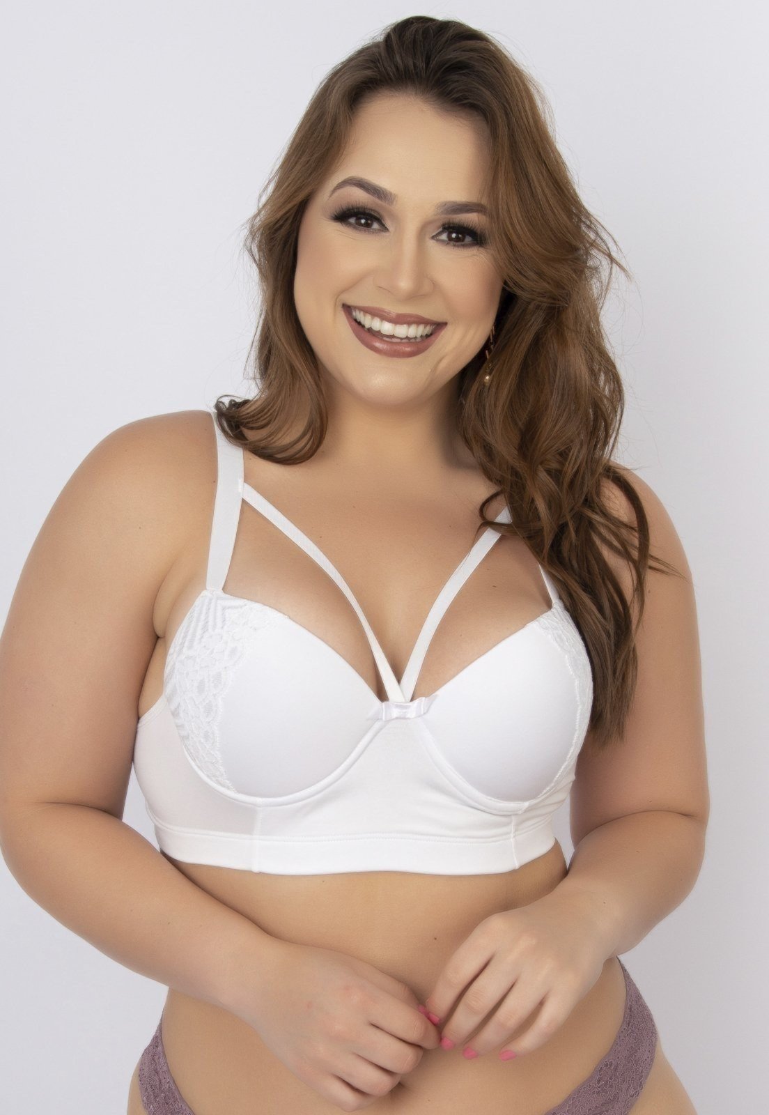 Soutien Reforçado WLS Modas com Renda e Bojo Strappy Branco