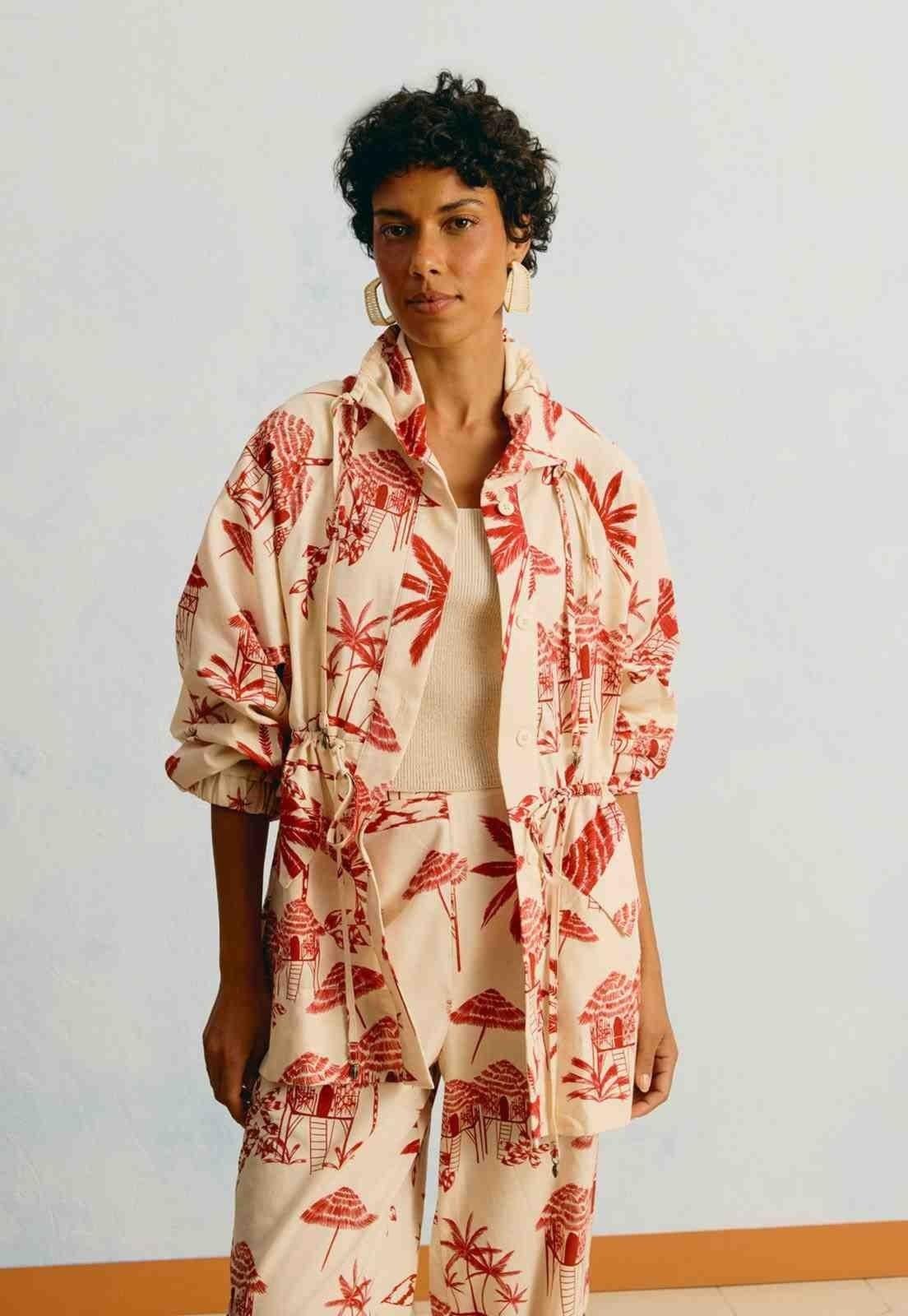 Parka Estampada La Playa Blanca Vermelho