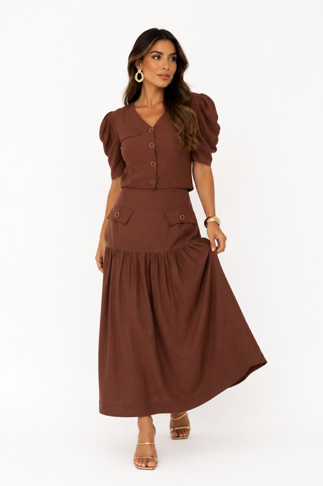 Conjunto Midi D Bell Outlet Fashion Marrant Chocolate