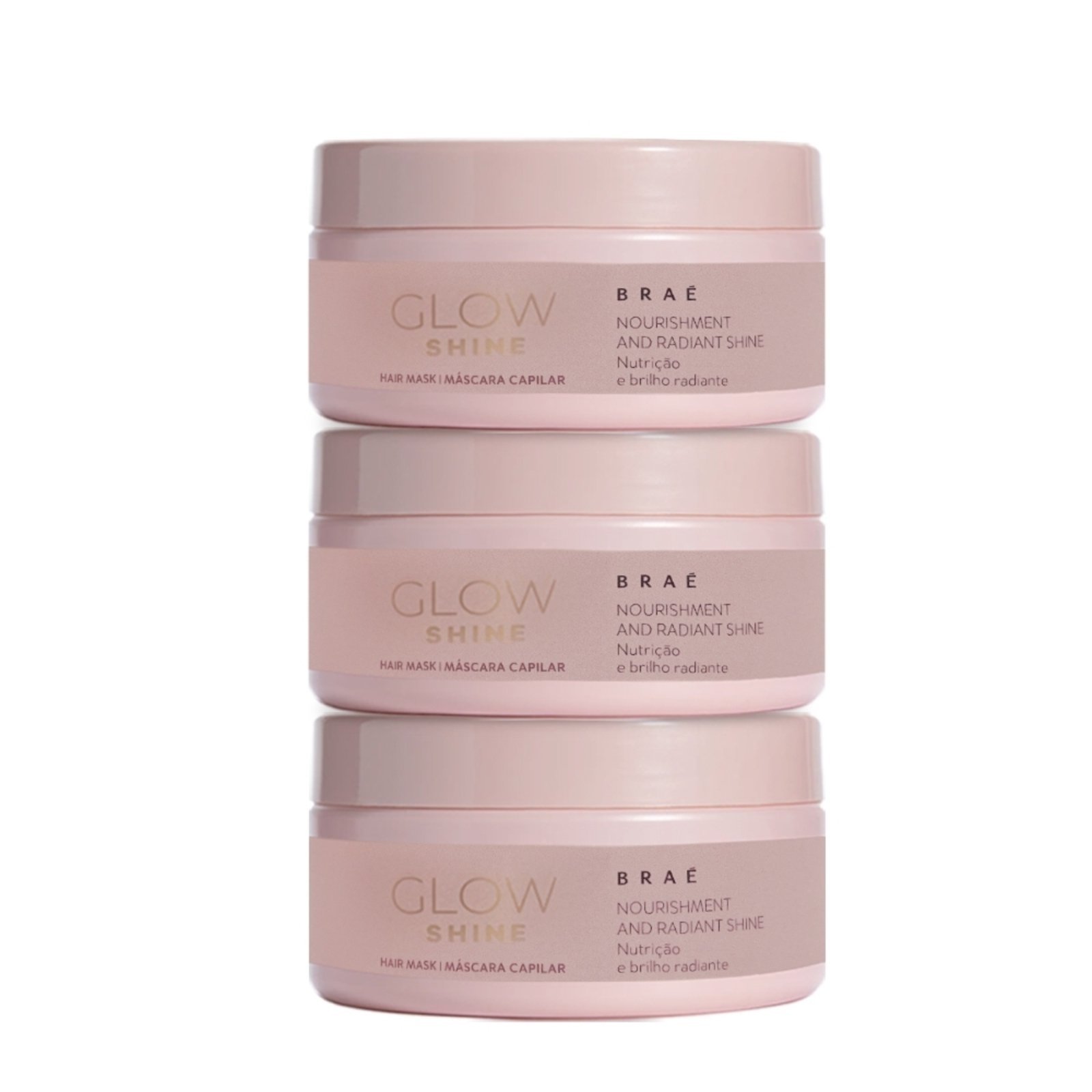 Kit Braé Glow Shine – Máscara Capilar 200g (3 unidades)