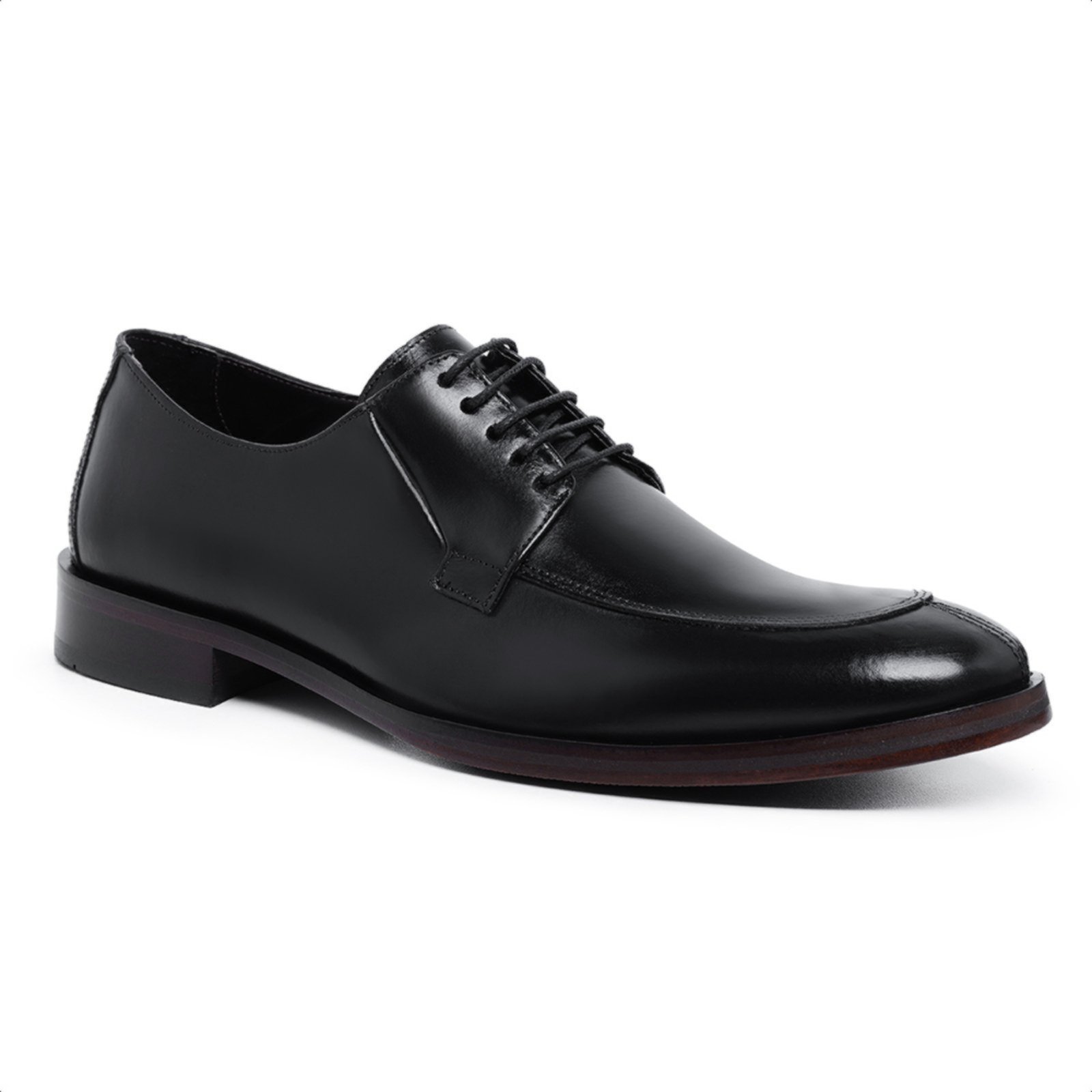 Sapato Social Derby Masculino Malbork em Couro Preto Sola Couro 60501P