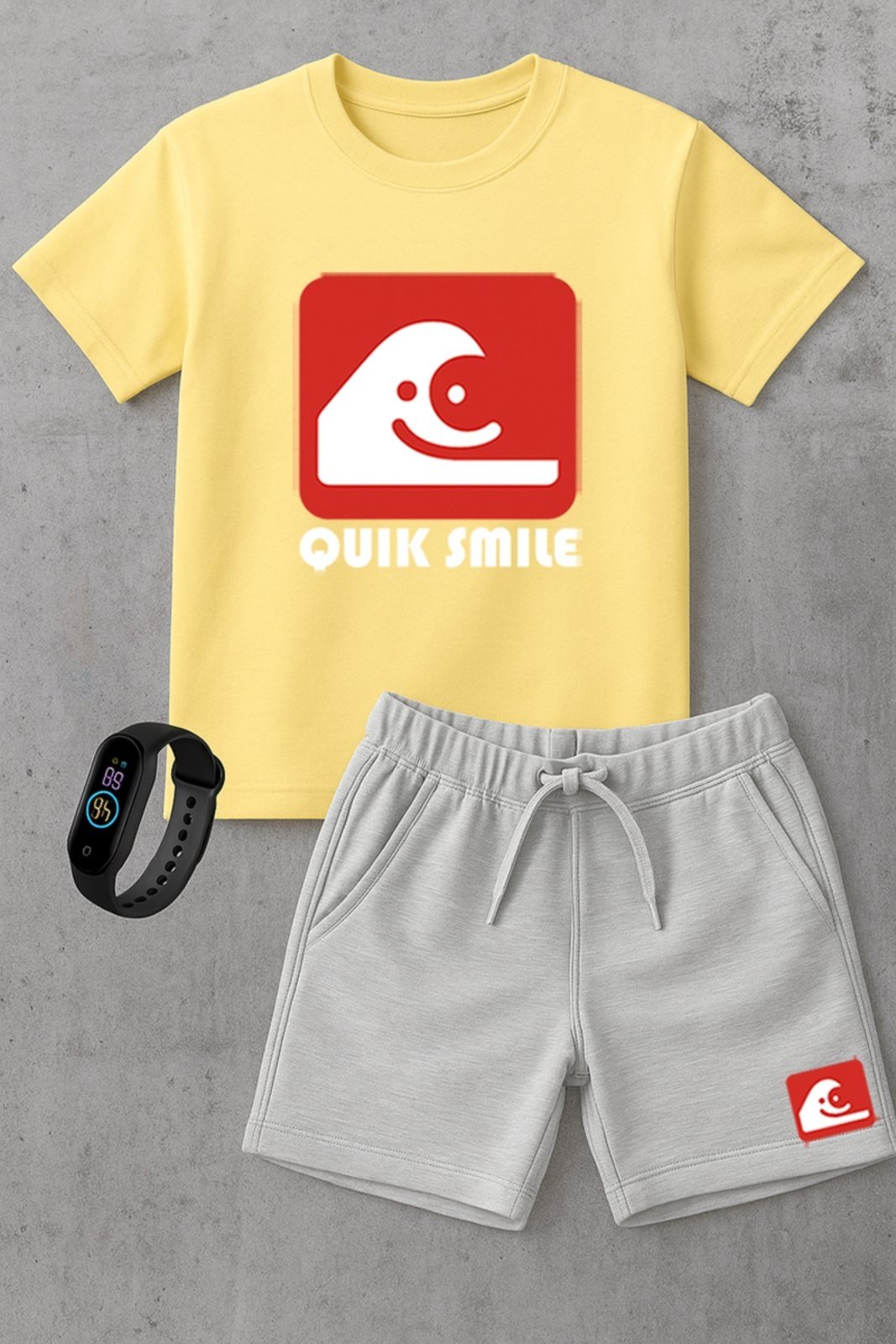 Infantil - Kit Camiseta Marca menino Urbania Algodão bege Short Bermuda cinza menina Conjunto black promoção oferta + brinde relogio estampa quik smile estilo silver