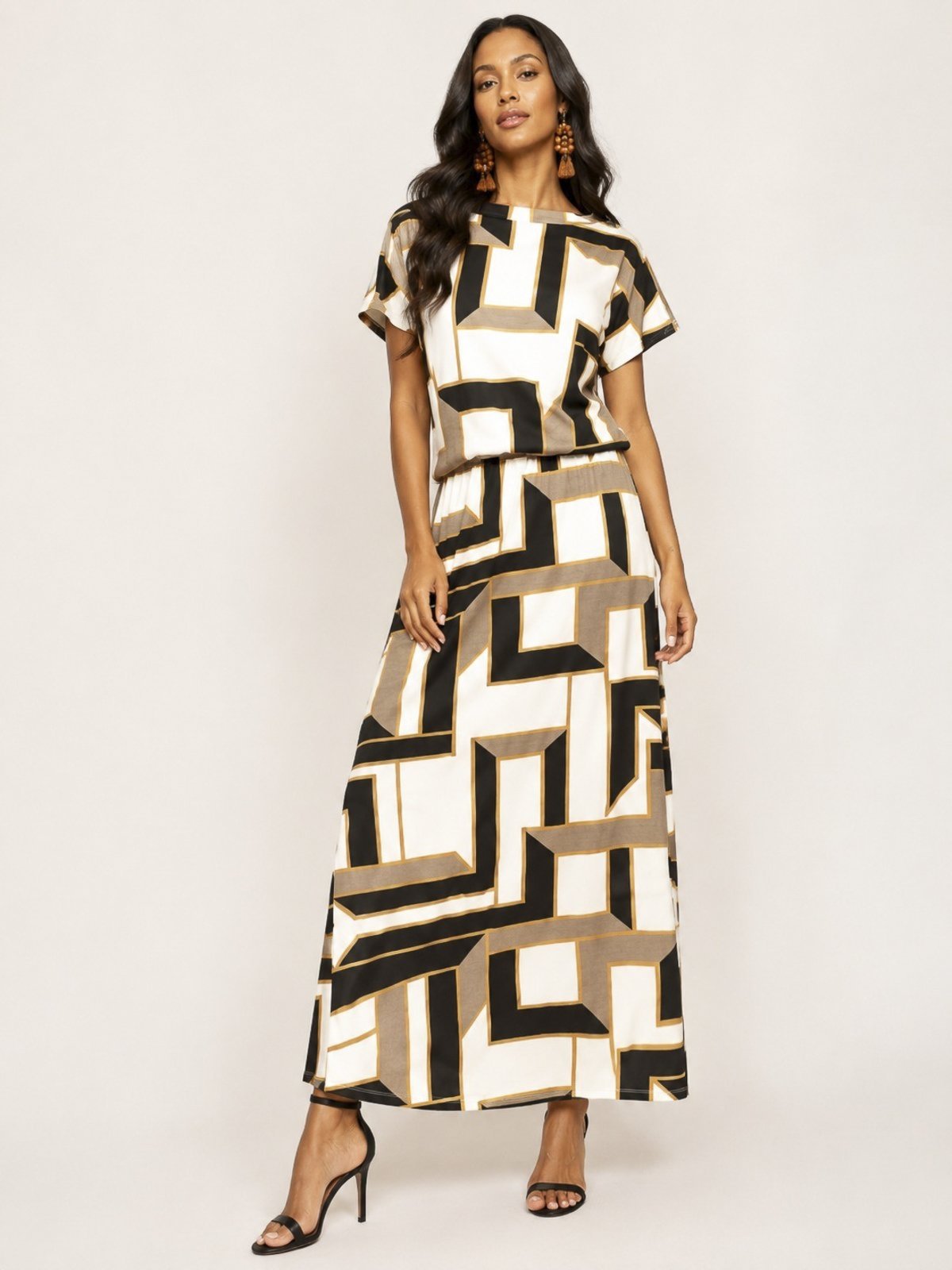 Vestido Longo Cabanafree Morcego Malha Estampa Igaci