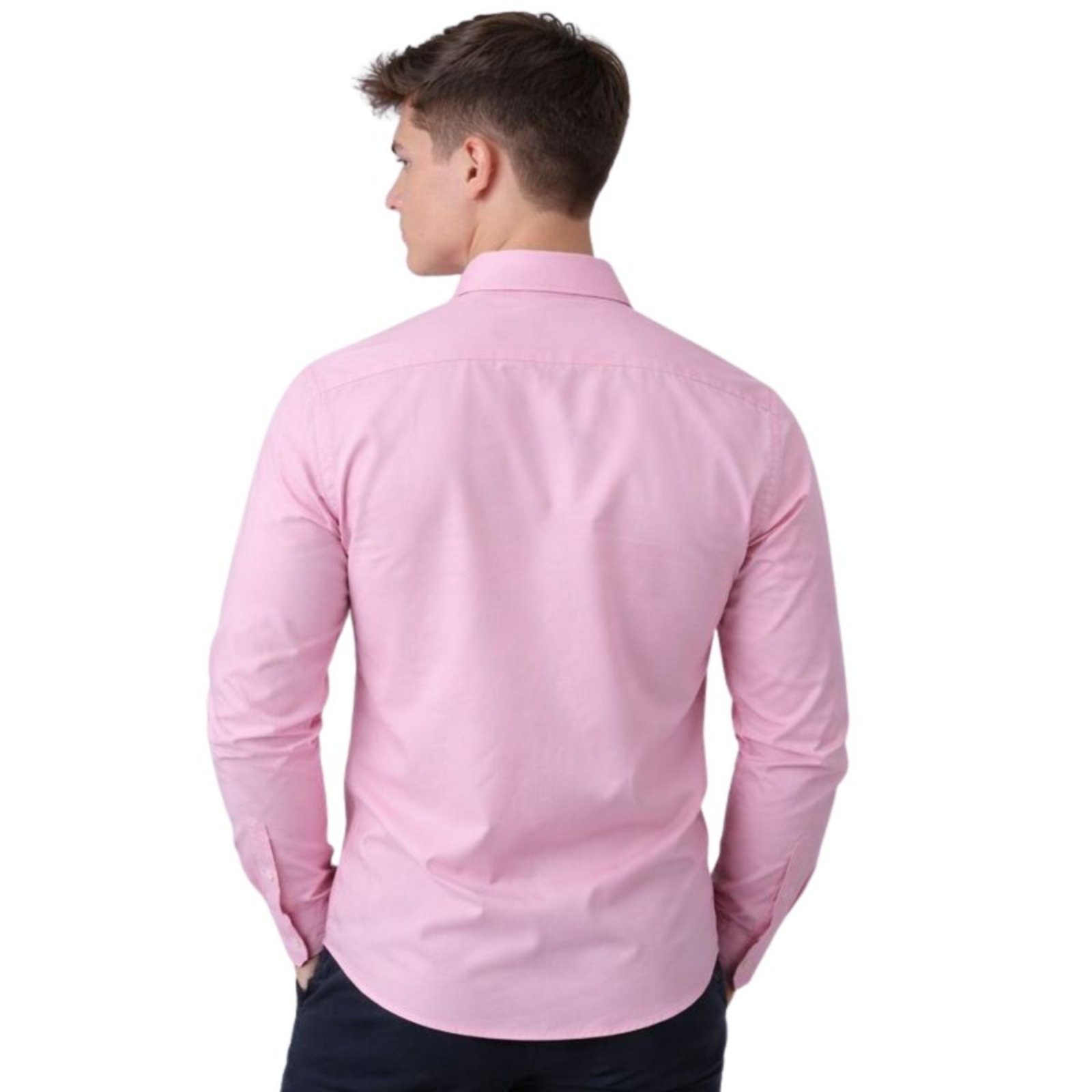 Camisa Social Masculina Slim Manga Longa Casual Premium Rosa
