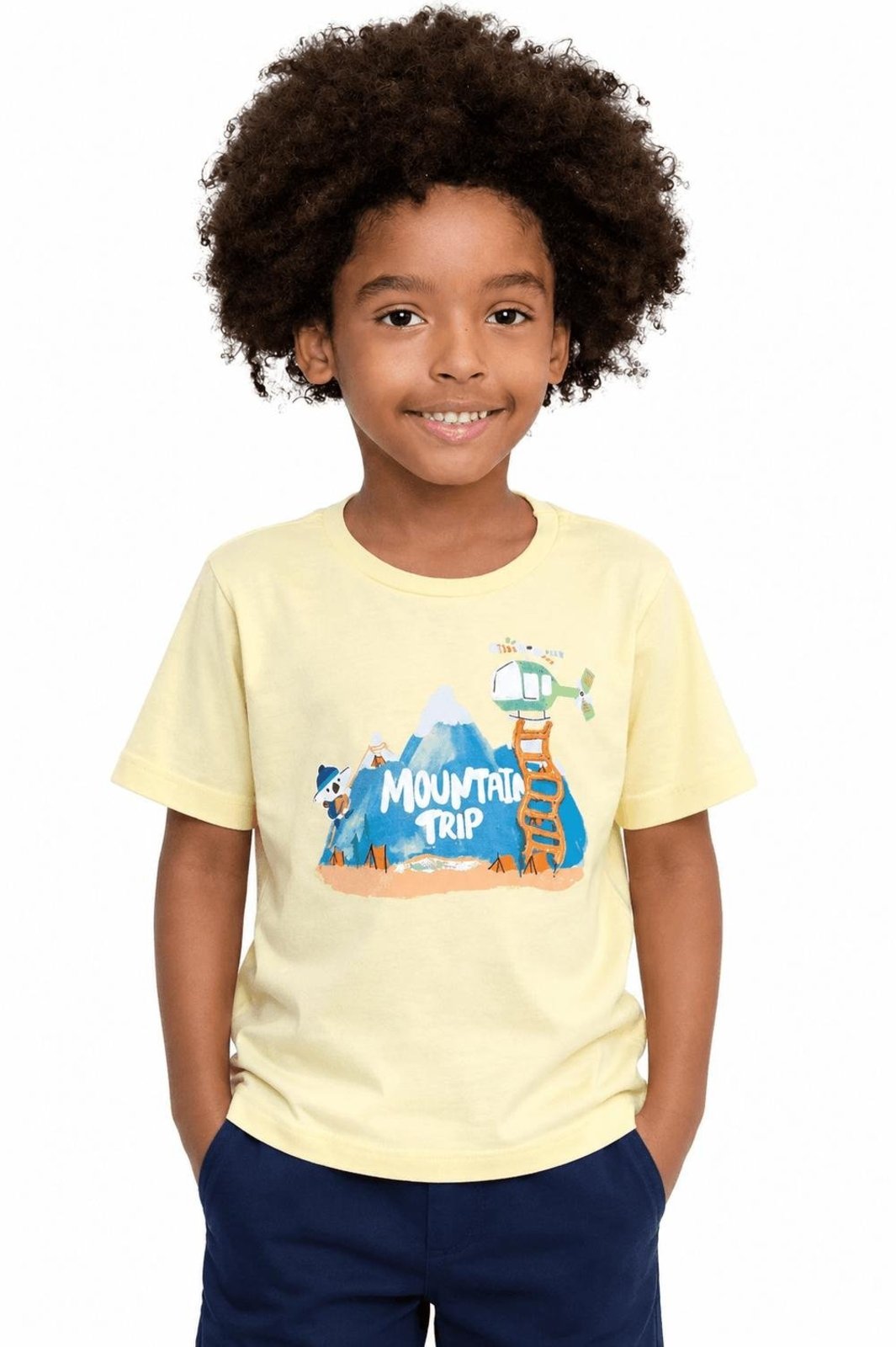 Infantil - Camiseta Menino Patrulha Aérea Alphabeto Amarelo