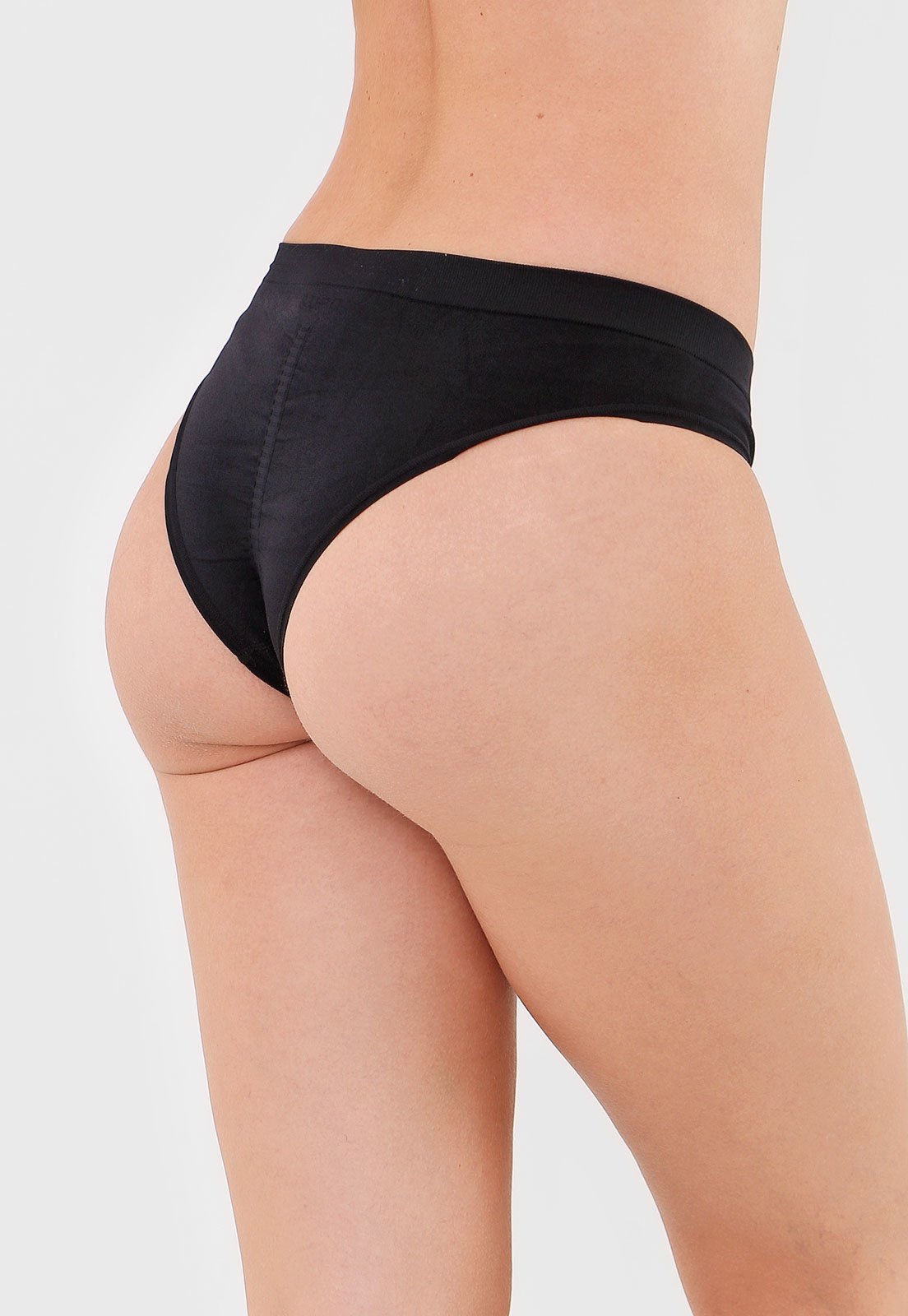 Vista 3 Calcinha Lupo Loba Biquíni Sem Costura Preta preto Lupo preto