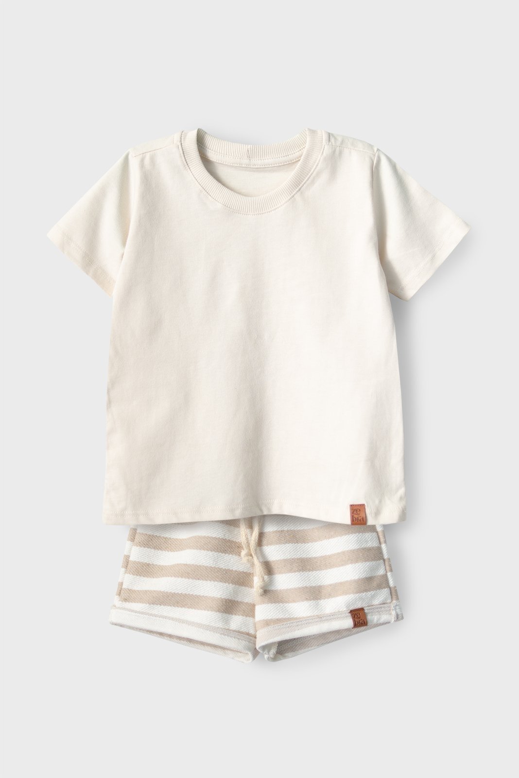 Infantil - Conjunto Unissex Com Camiseta e Short Marfim Zebra&Friends