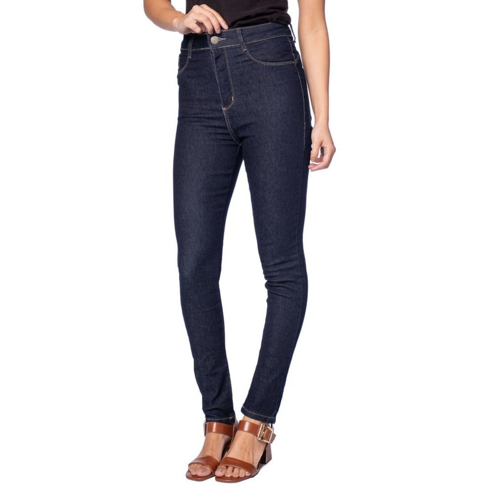 Calça Jeans Feminina Sawary Push Up Skinny Azul Escuro