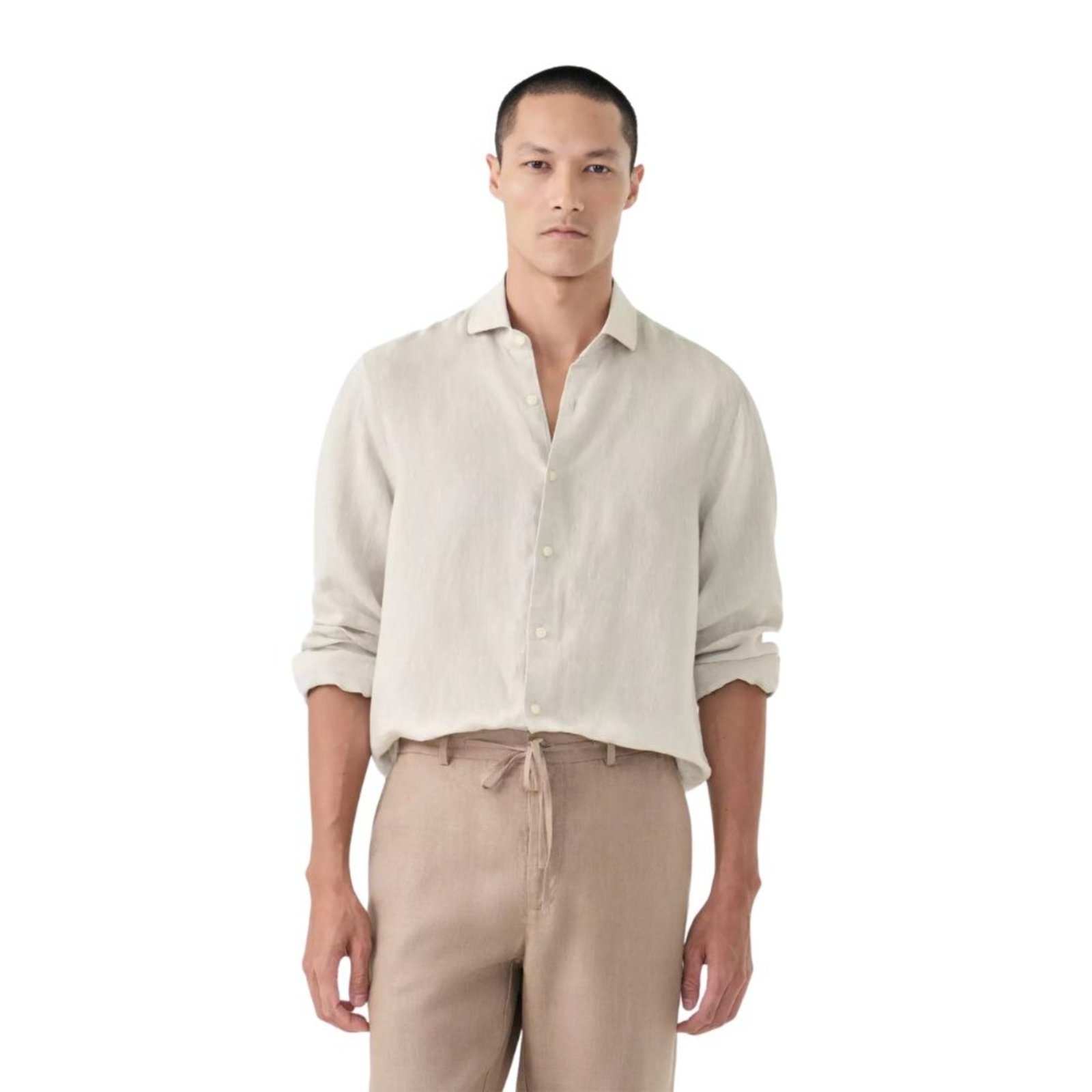 Vista 2 Camisa Oficina Reserva Roma Linho Areia bege bege