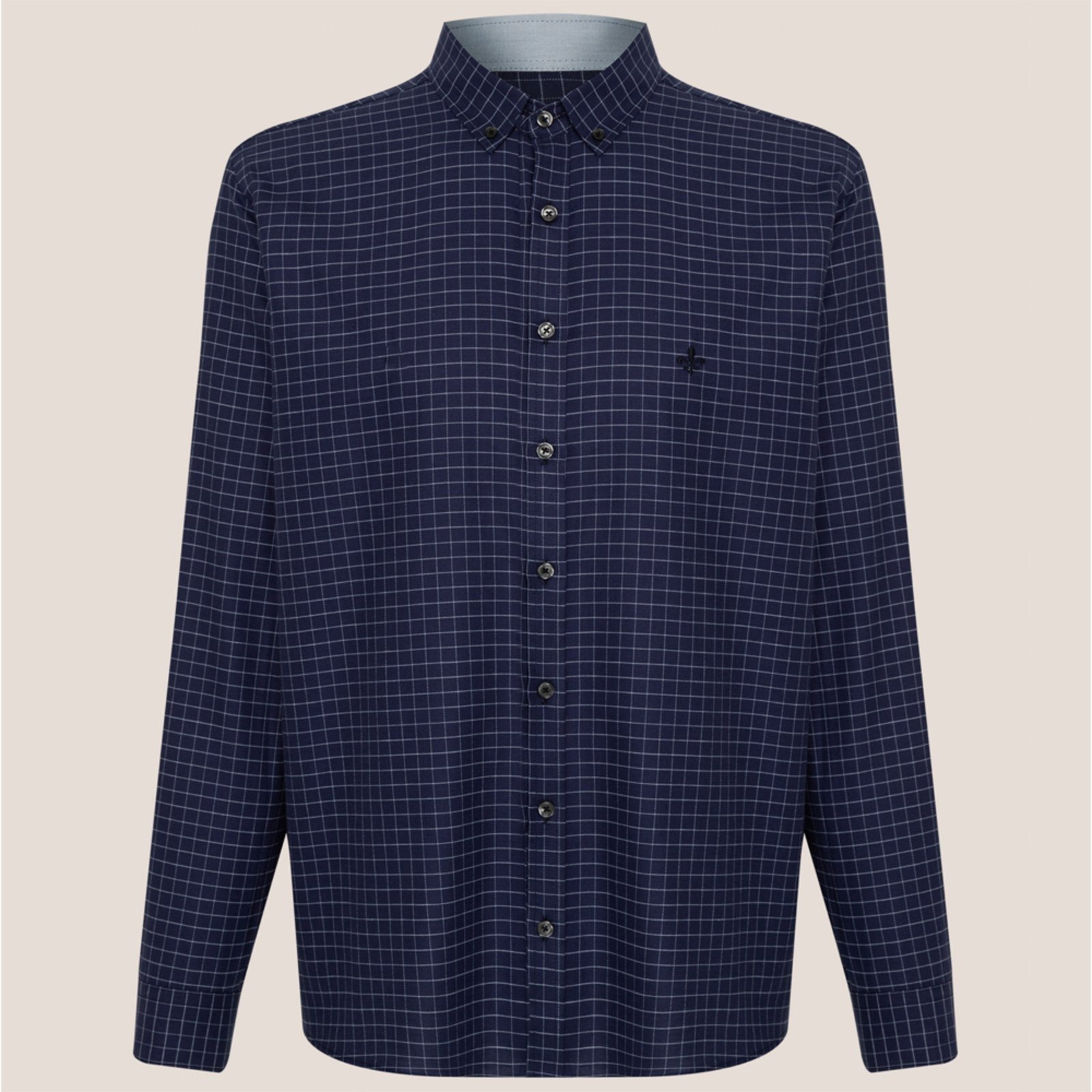 Camisa Dudalina Comfort Oxford Xadrez Ve26 Marinho Masculino