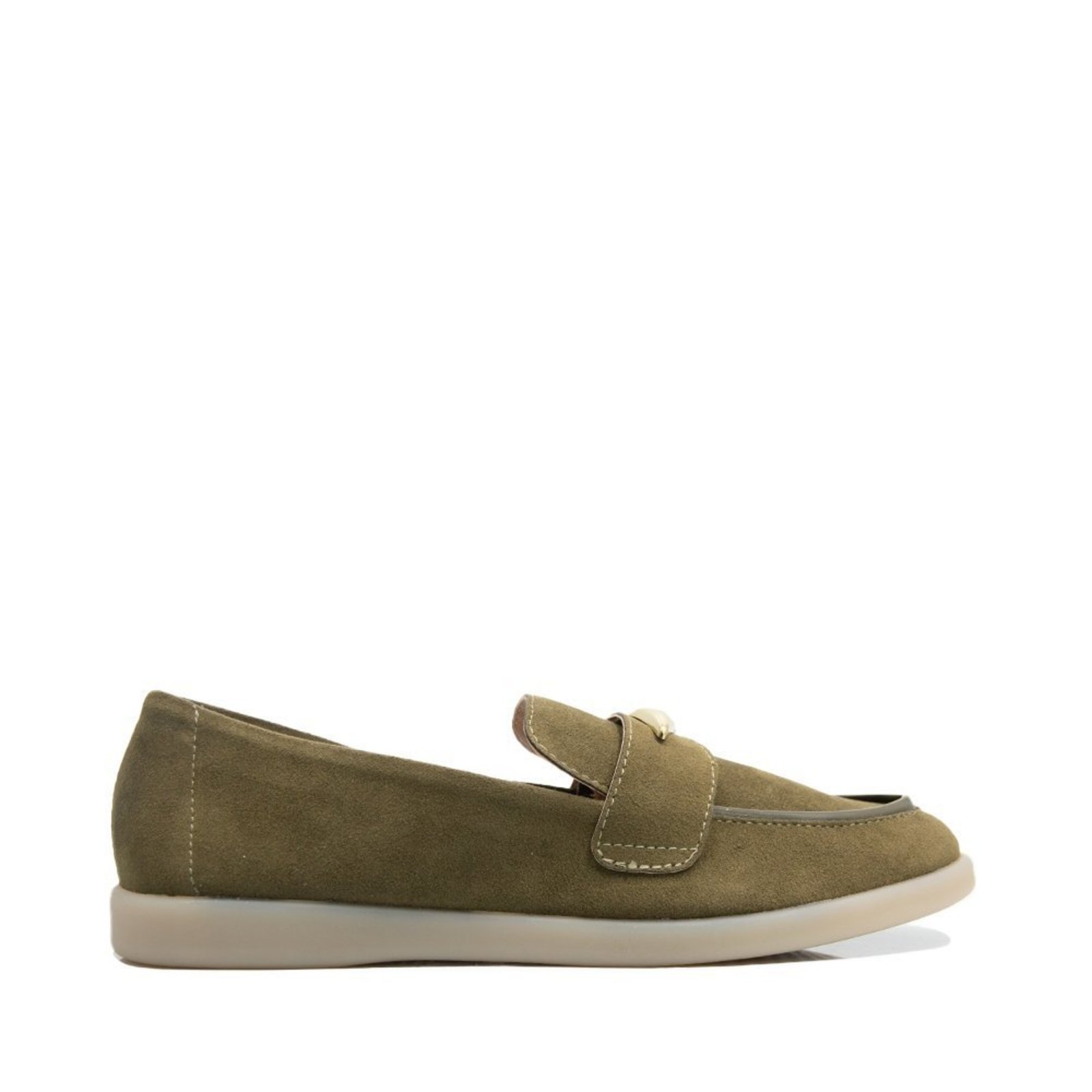 Mocassim Unique Verde Datelhe em Dourado Unique Verde