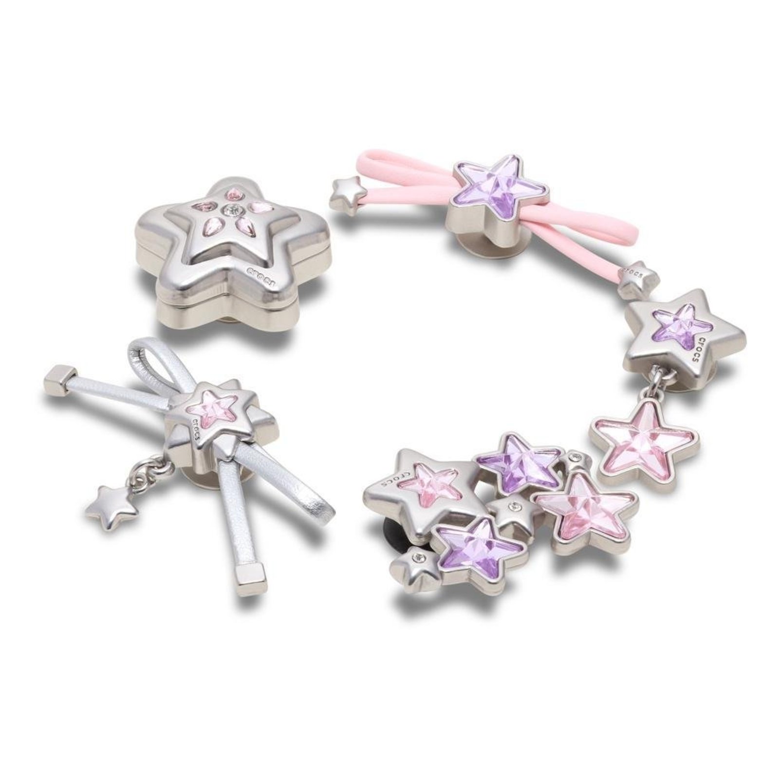 Infantil - Jibbitz™ Estrelas e Laços Pack com 5 Peças Único Branco