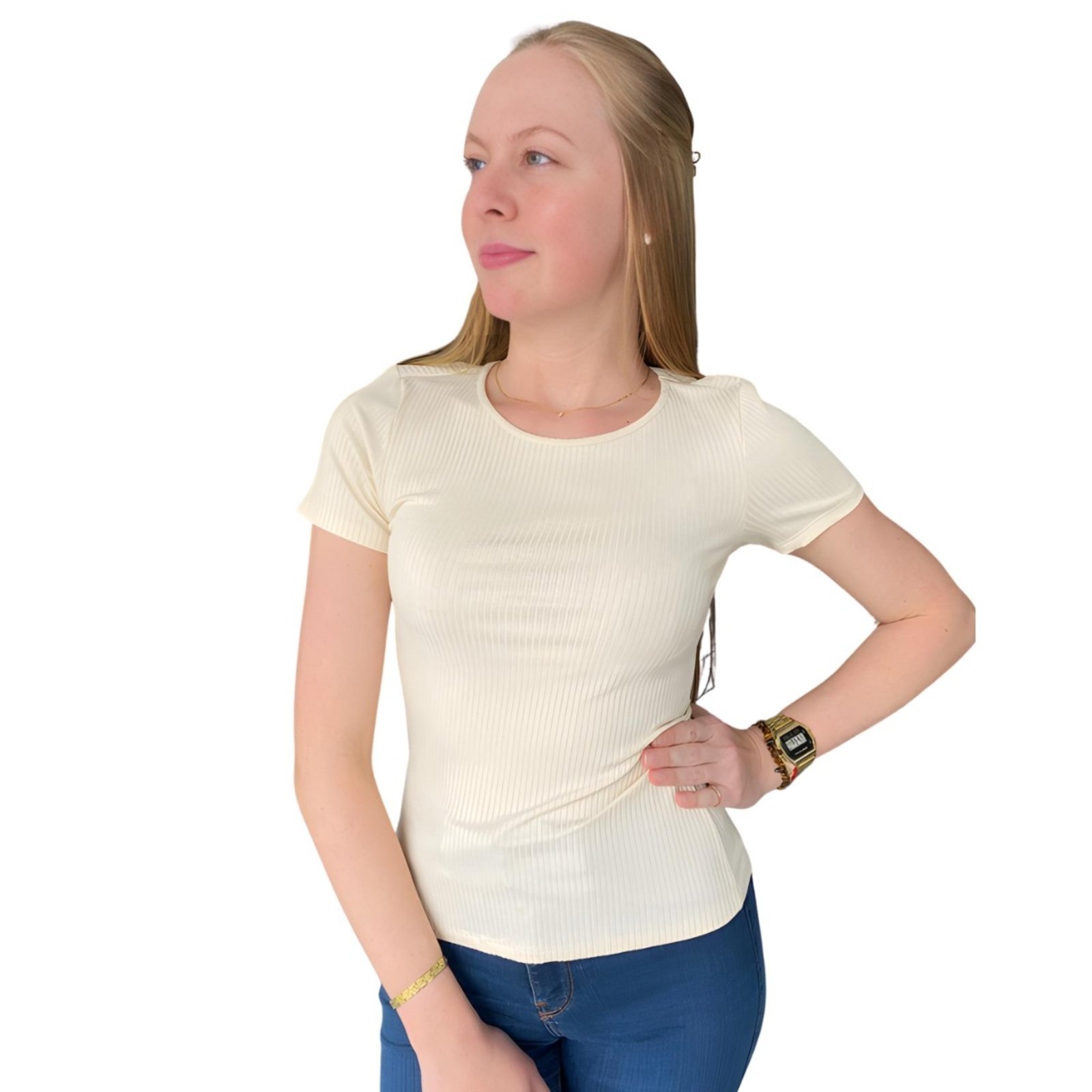 Blusa Gola Redonda Flor De Lis