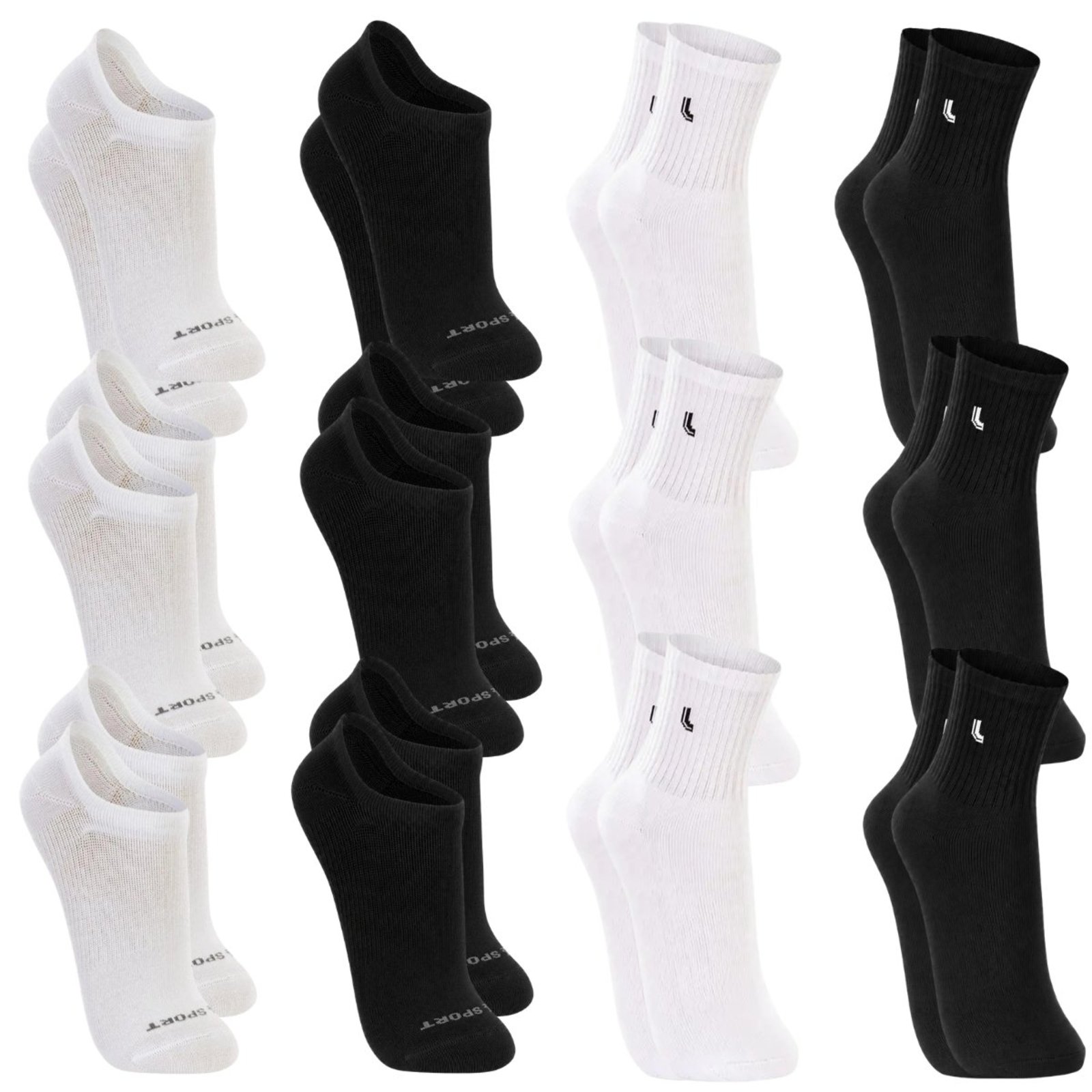 Kit 12 Pares Meias Lupo Masculinas Cano Curto e Invisível Confortáveis