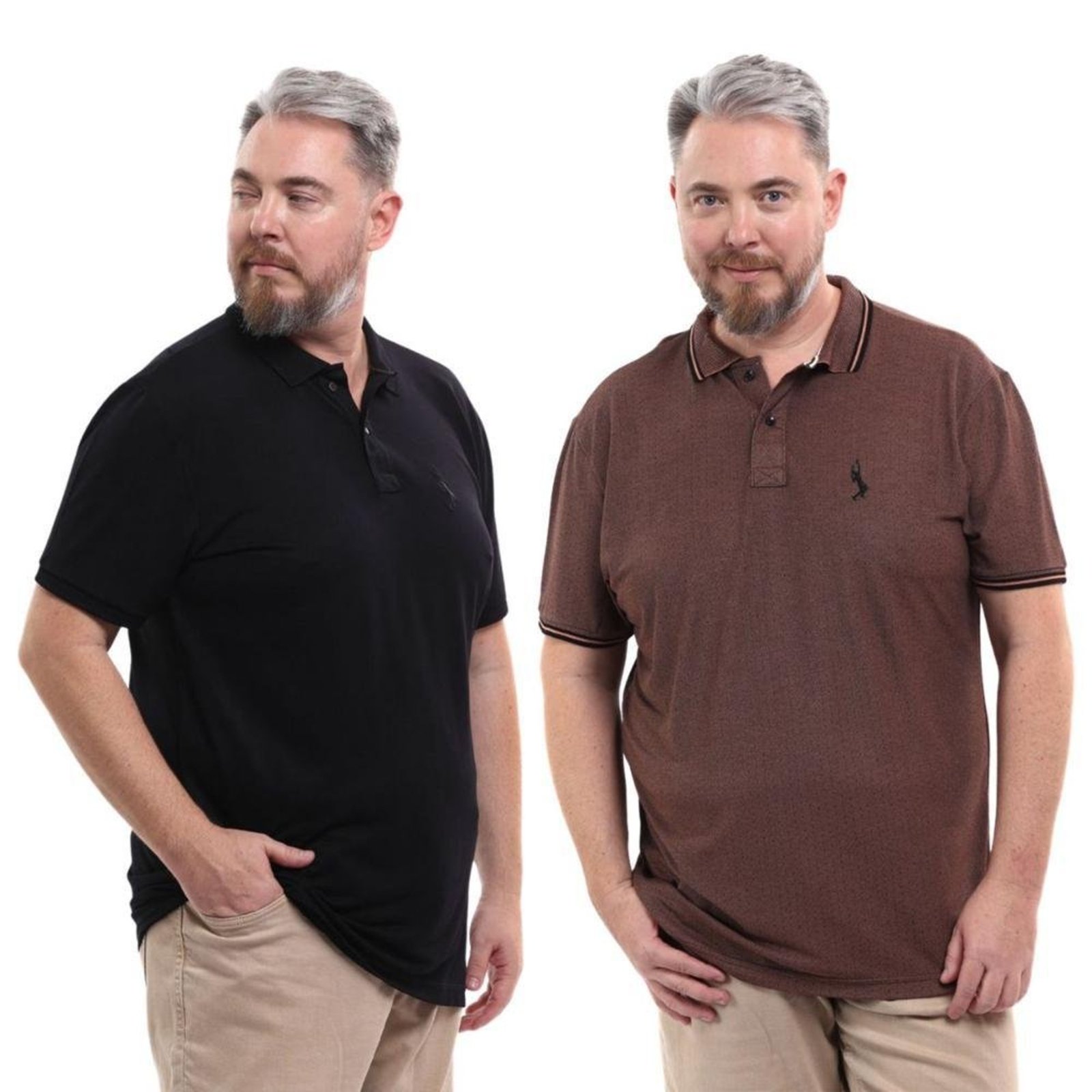 Kit 2 Camisa Polo Masculina Plus Size Piquet Viscose Dry