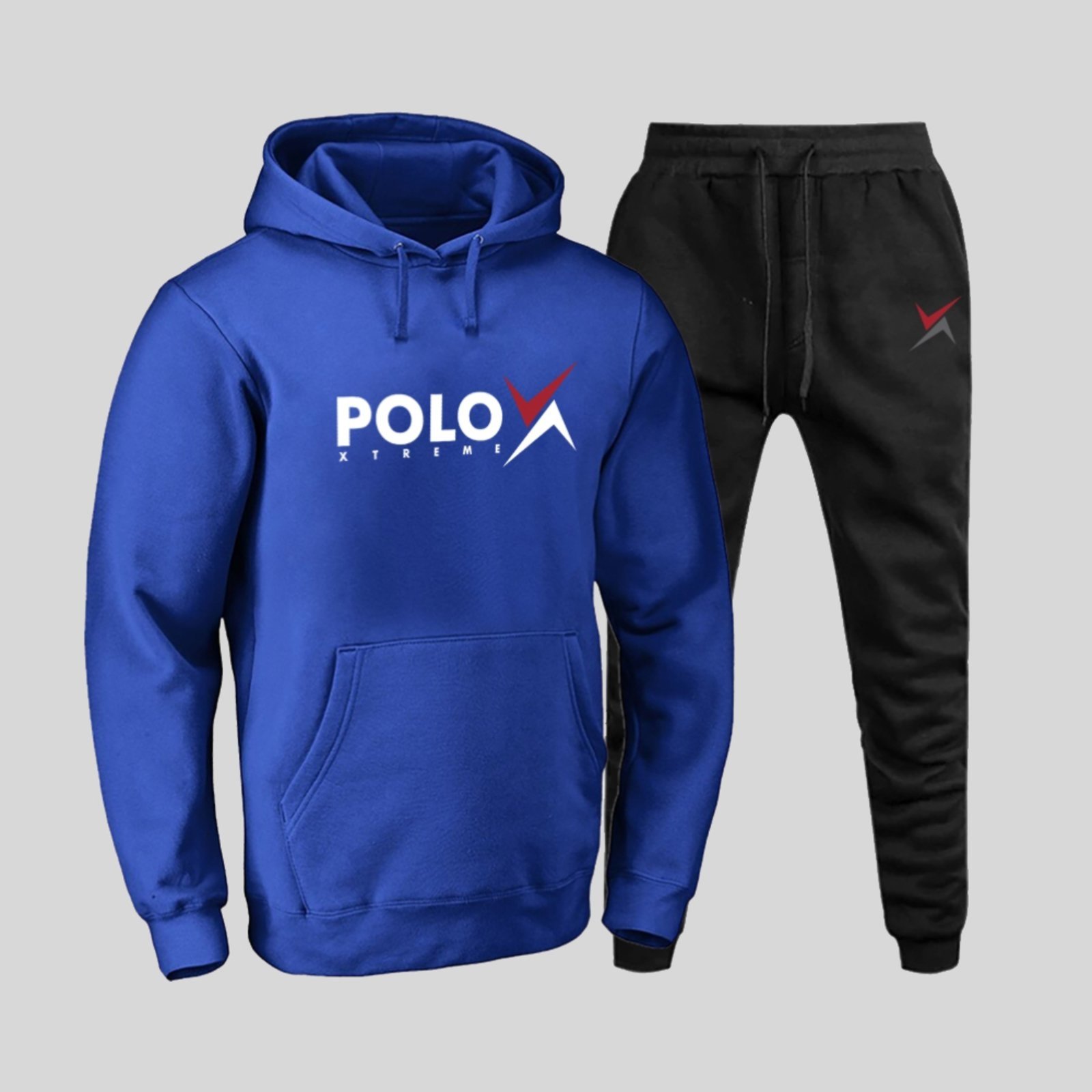 Conjunto Moletom Masculino Canguru Confortável Capuz Bolsos Azul