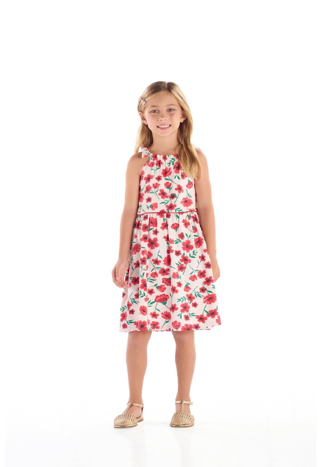 Infantil - Vestido em Cotton Sem Manga Quimby Branco