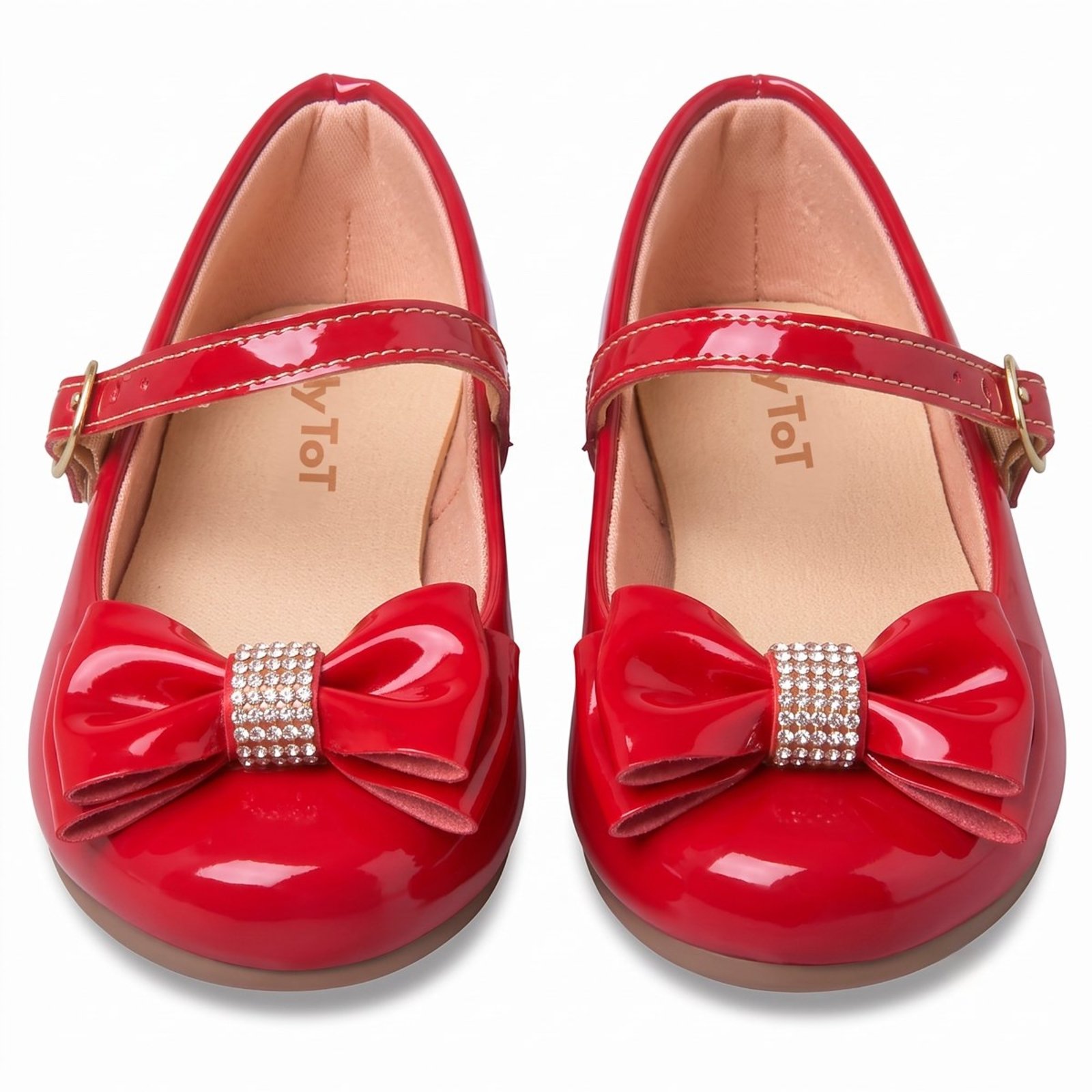 Infantil - Sapatilha Juvenil Social Boneca Estilo Mary Jane Vermelha Pepite Laço Strass