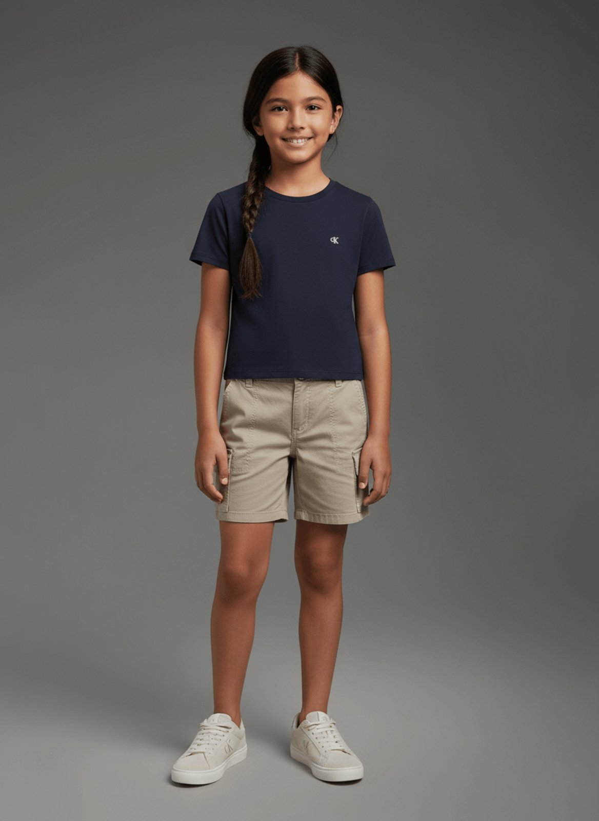 Infantil - Camiseta Menina Logo Bordado Calvin Klein Jeans - Marinho Calvin Klein Jeans