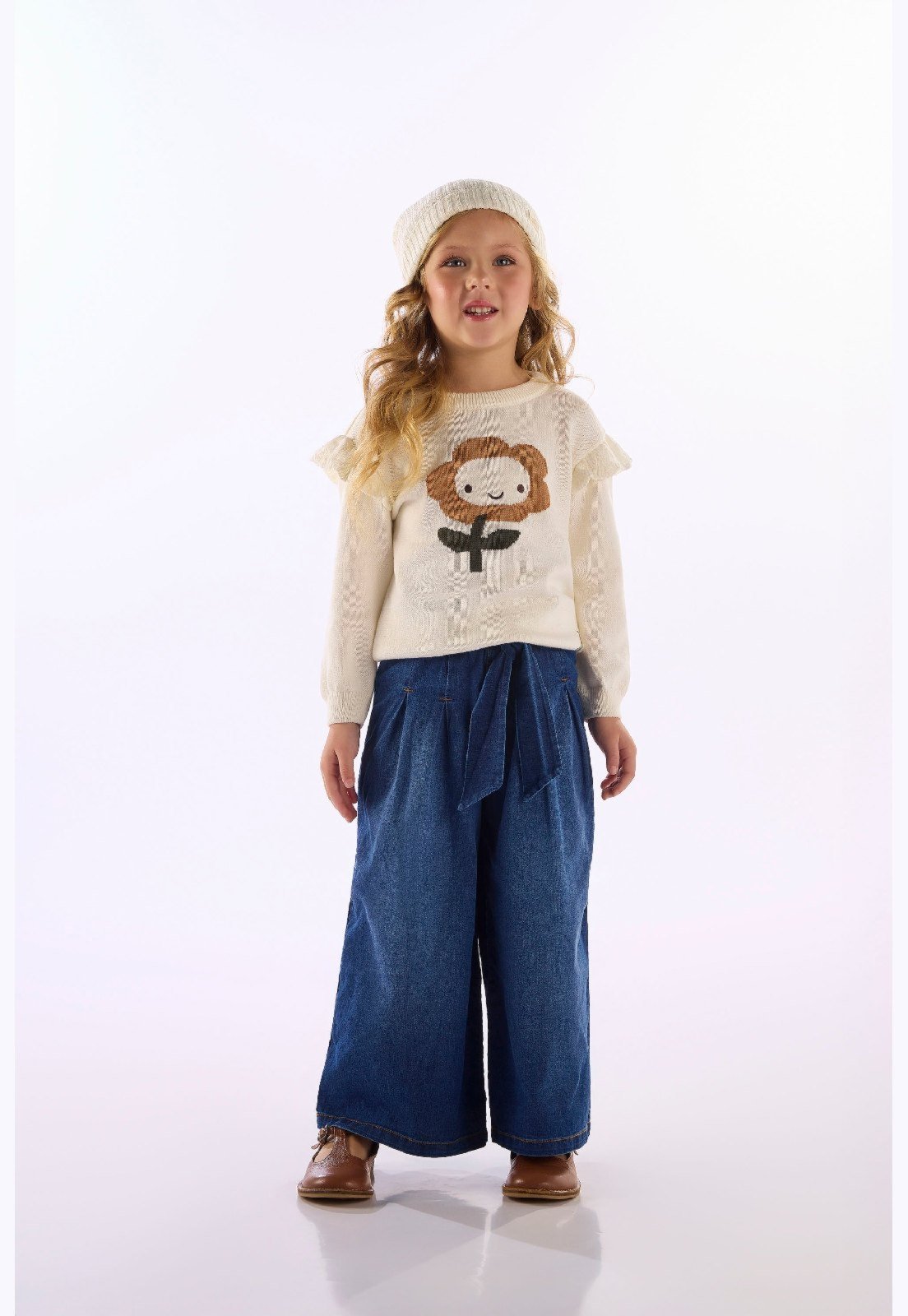 Infantil - Blusão Tricot Bordado Flor Up Baby Branco