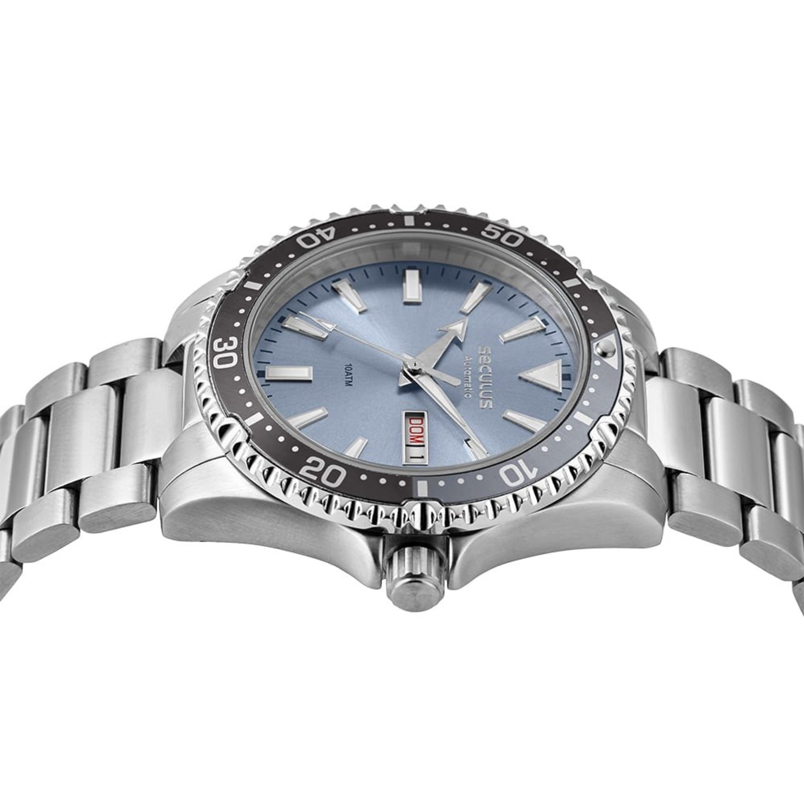 Vista 3 Relógio Masculino Automático Prata Mostrador Azul Seculus prata azul Seculus prata azul