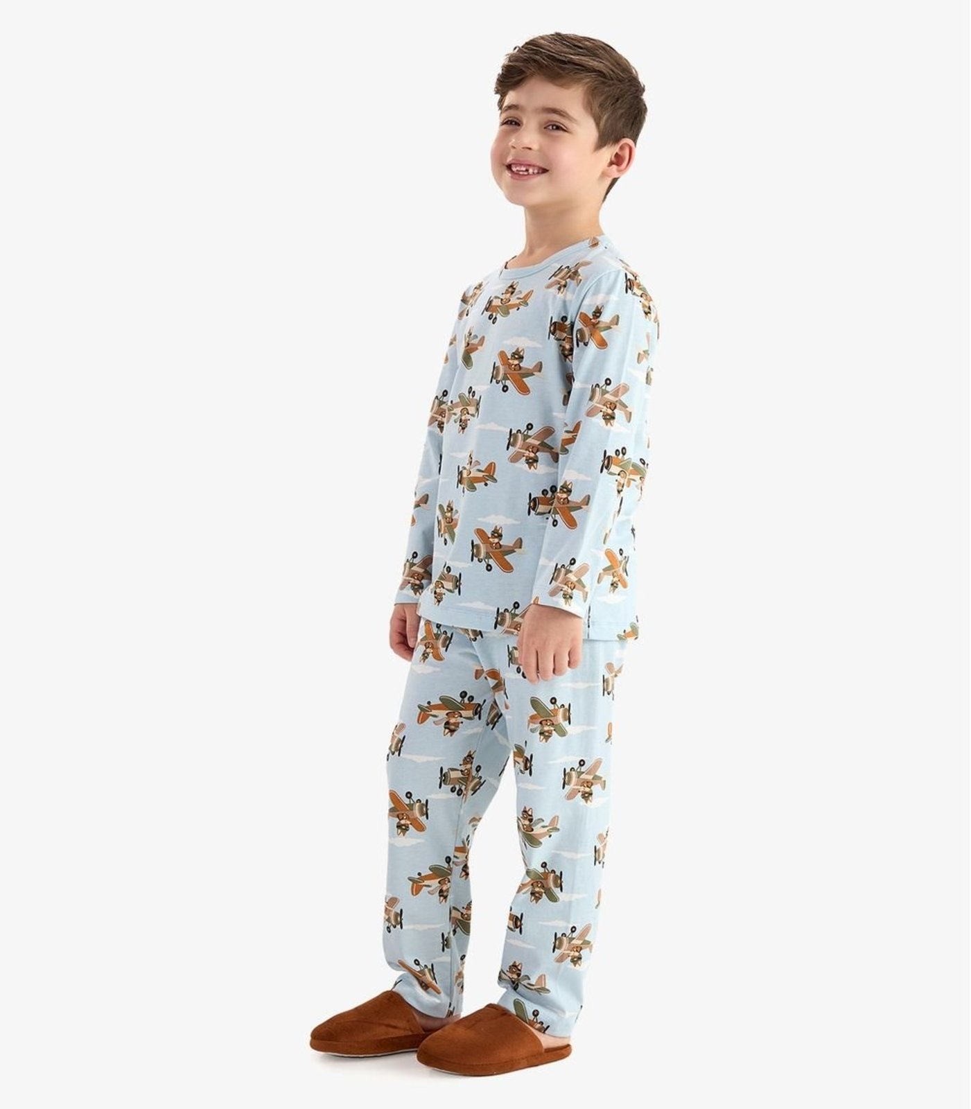 Pijama em Meia Malha Rovi Azul