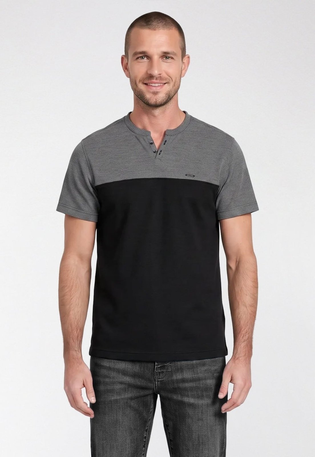 T-shirt Guess Henley Mc Tricolor Preto