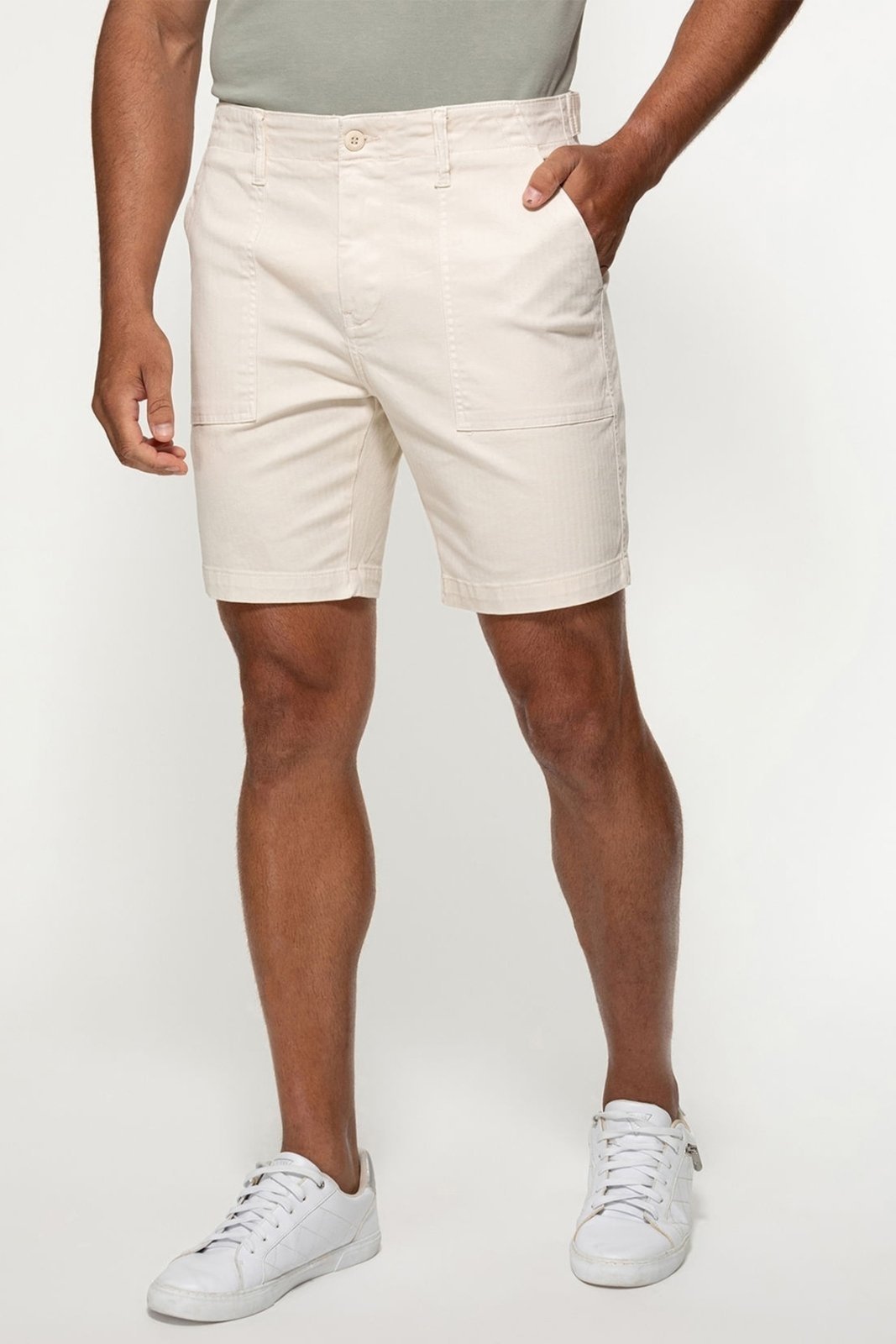 Bermuda Guess Sarja Espinha de Peixe Bege