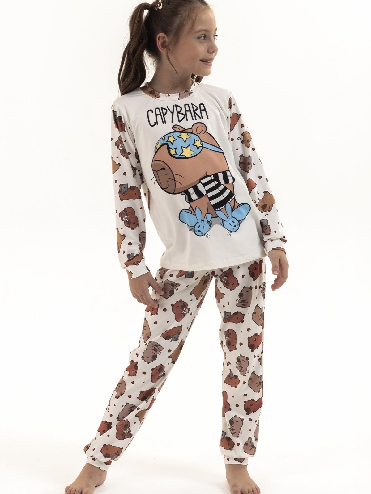 Pijama Longo de Inverno Menina em Suede Capijama 4 a 16 anos
