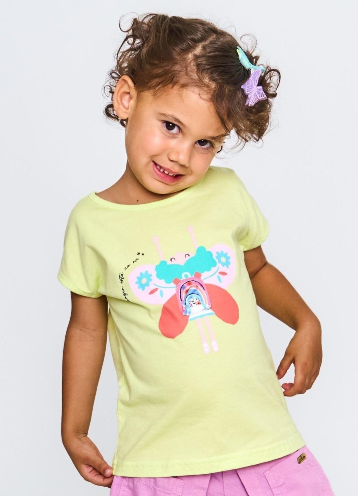 Infantil - Blusa Estampa Era Uma Vez Fada Detalhe Tule Verde